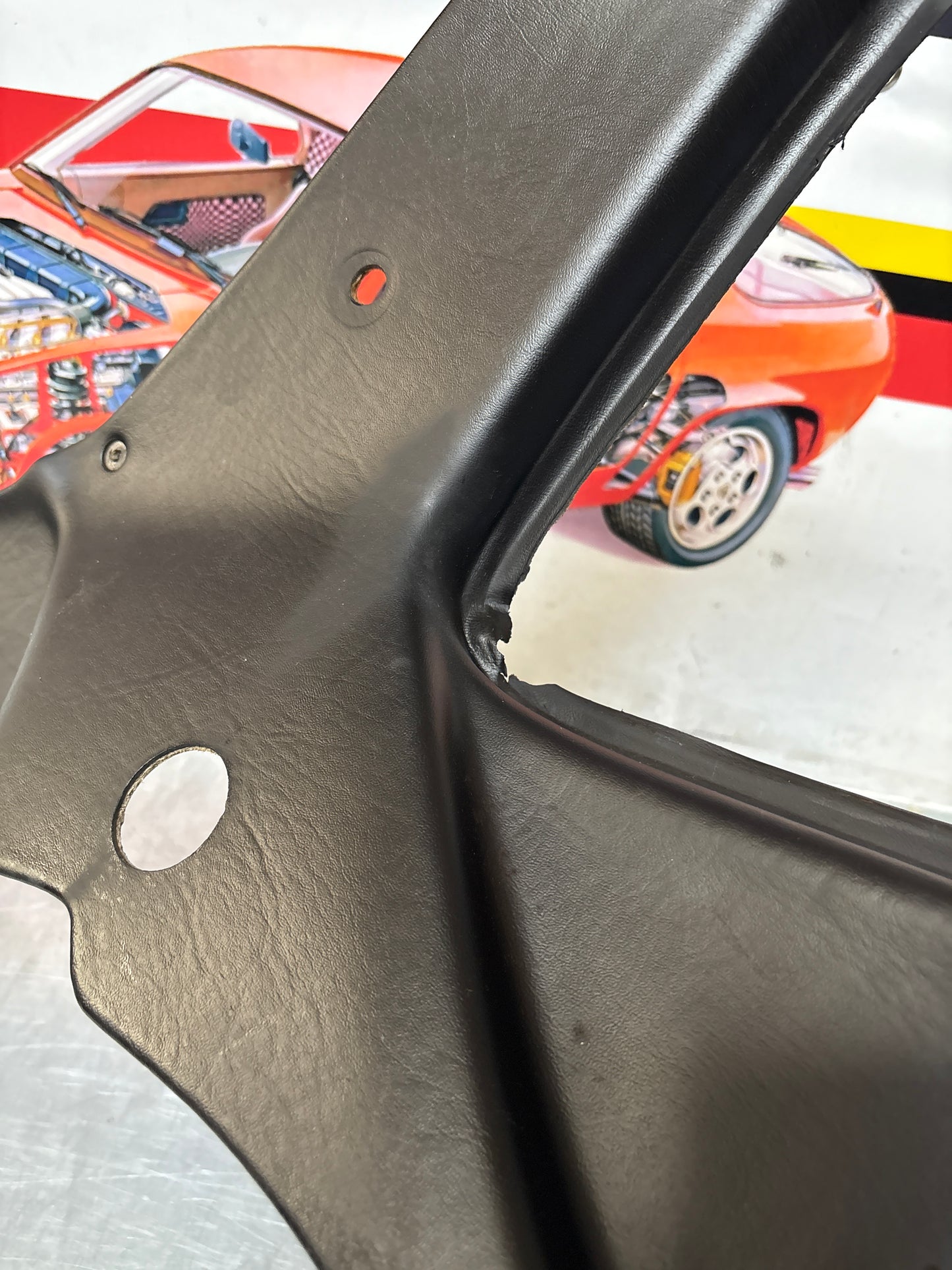 Porsche 944 924 black left rear interior C Post trim /card . Quarter panel trim used, 94455502101