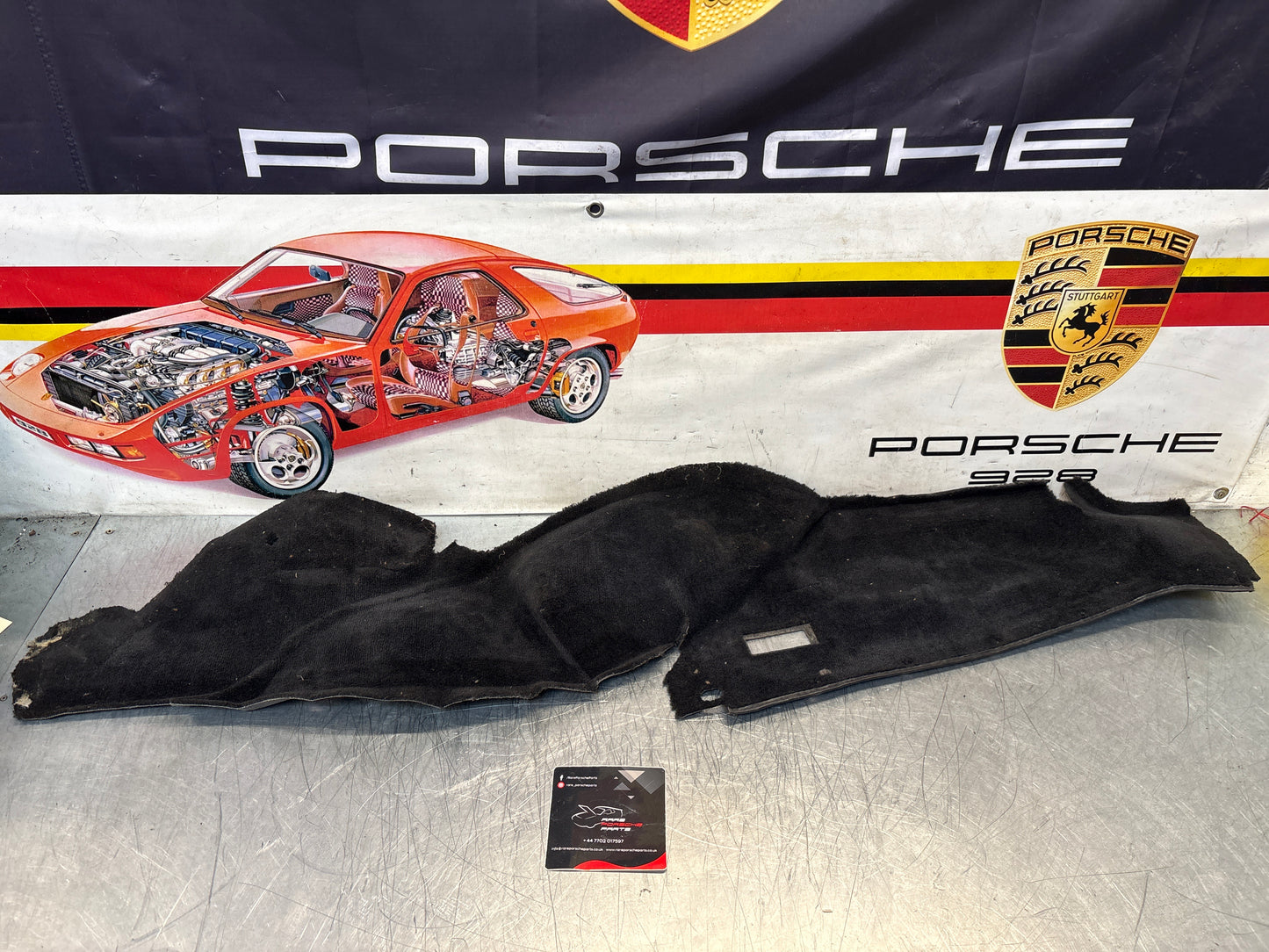 Porsche 924/944 85.5- rear left side trim carpet, black, 94455508301, used