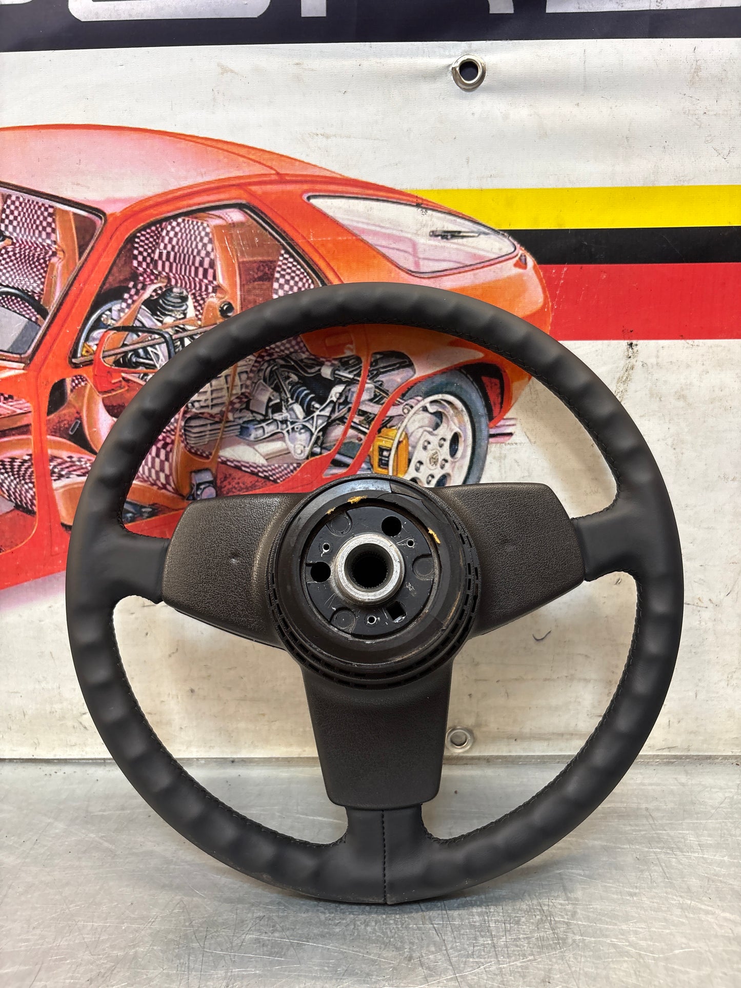 Porsche 924/944 3 Spoke Steering Wheel, black, refurbished
