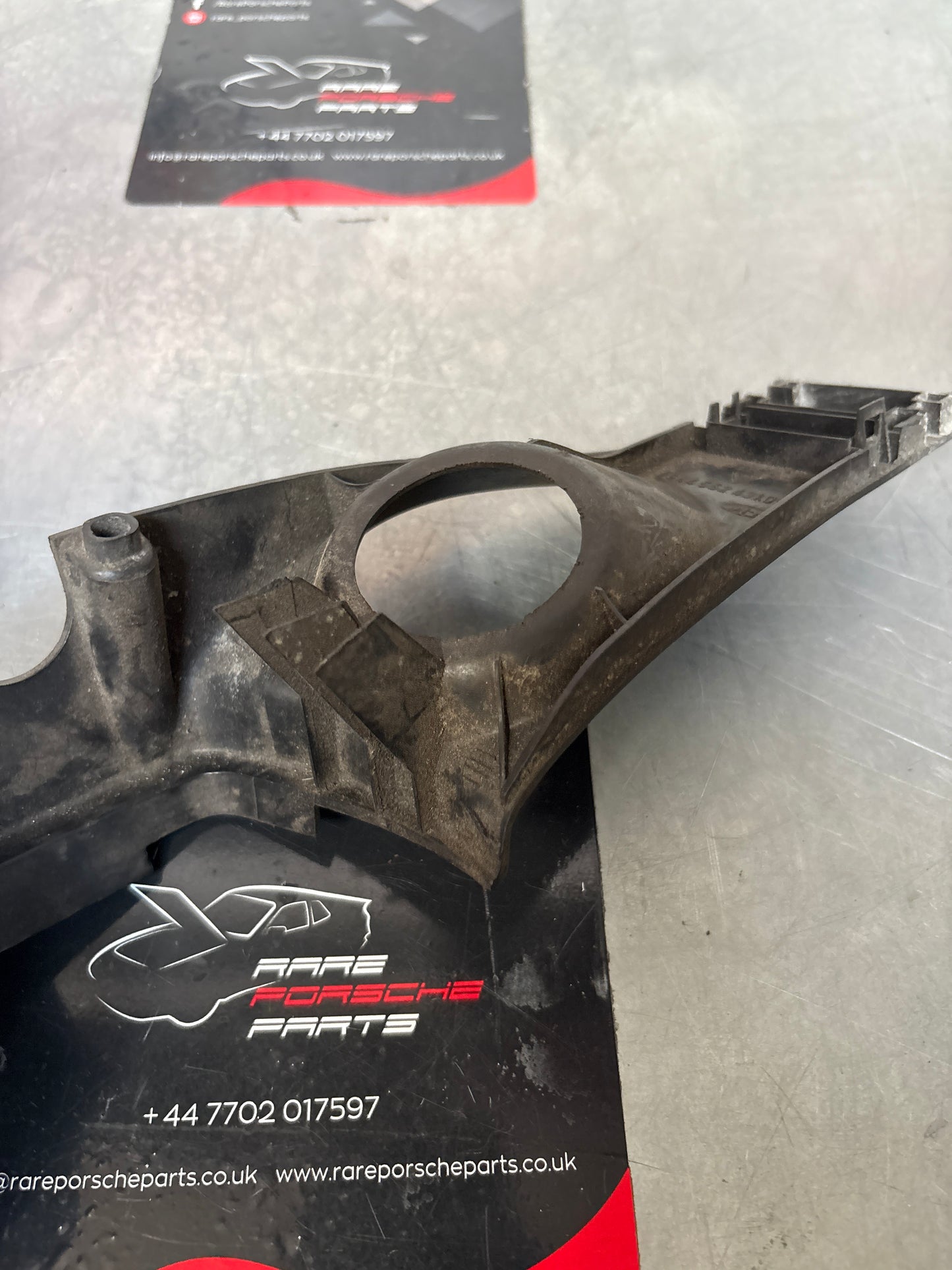 Porsche 944 LHD key ignition surround dash trim, black, used 94455243100