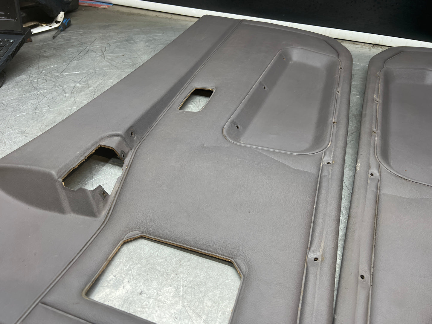 Porsche 944 85.5- pair of late UsedPorsche grey door cards, 94455501701 / 94455501801 used