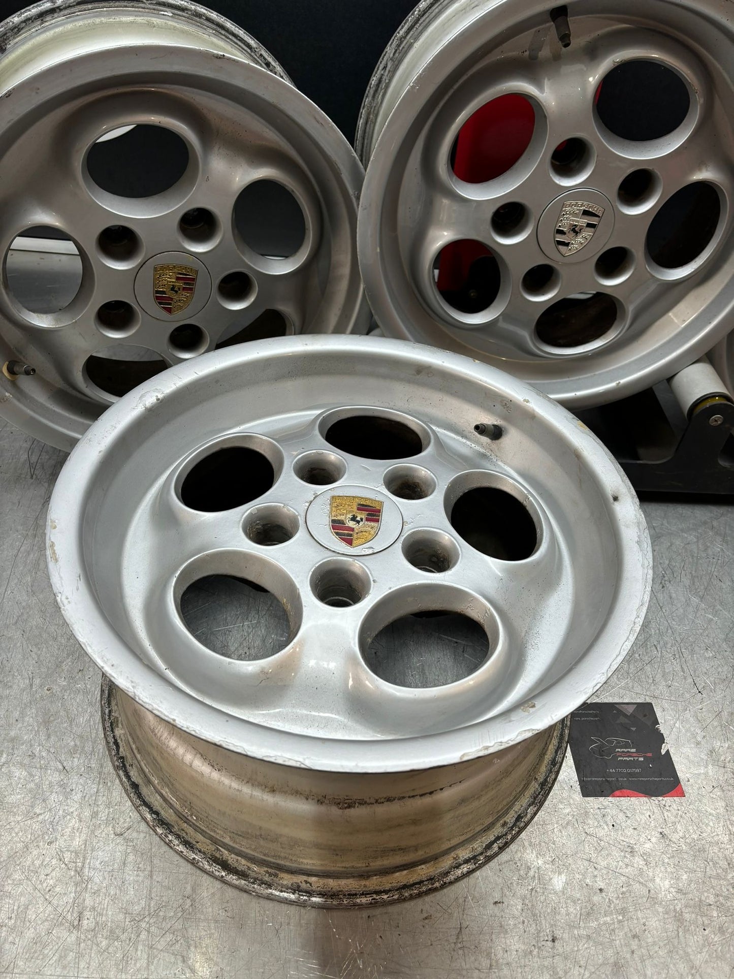 Porsche 944 Turbo set of 16" Teledial wheels rims 7 & 8J wide ET 23.3, in need of refurbishment 95136211400 95136211600