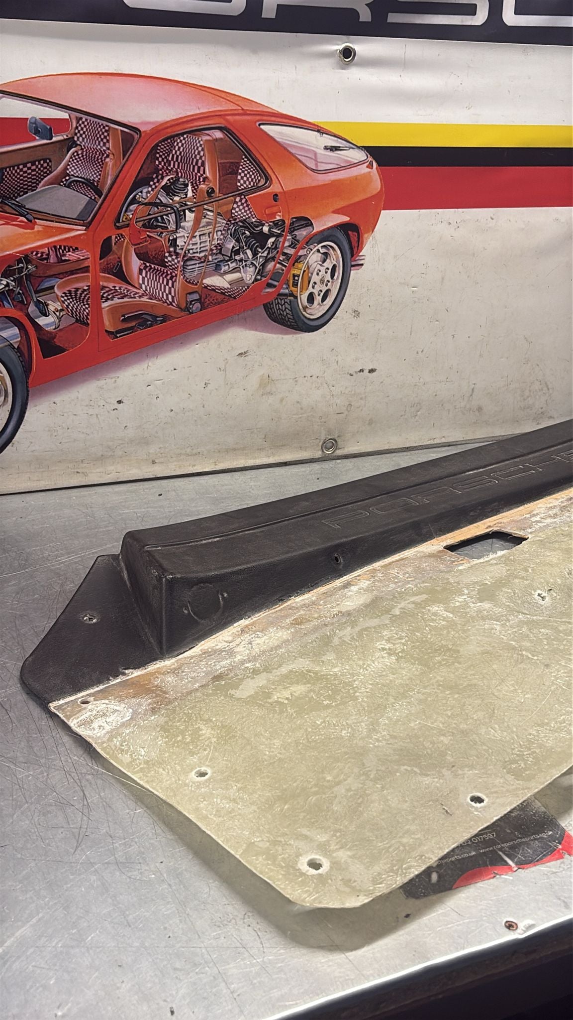 Porsche 924 / 944 early right manual Used door card, black, 477867012 no fabric!, Porsche scripted