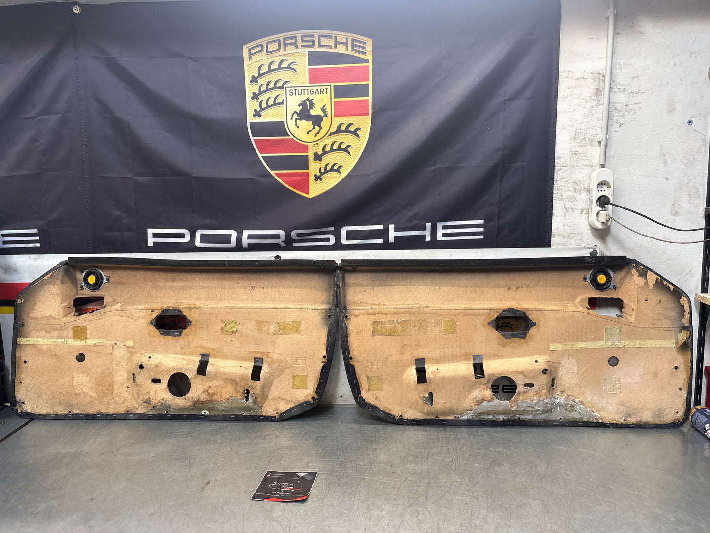 Pair Of Porsche 944 blue chequered door cards 94455501701 94455501801 used, refurbished.