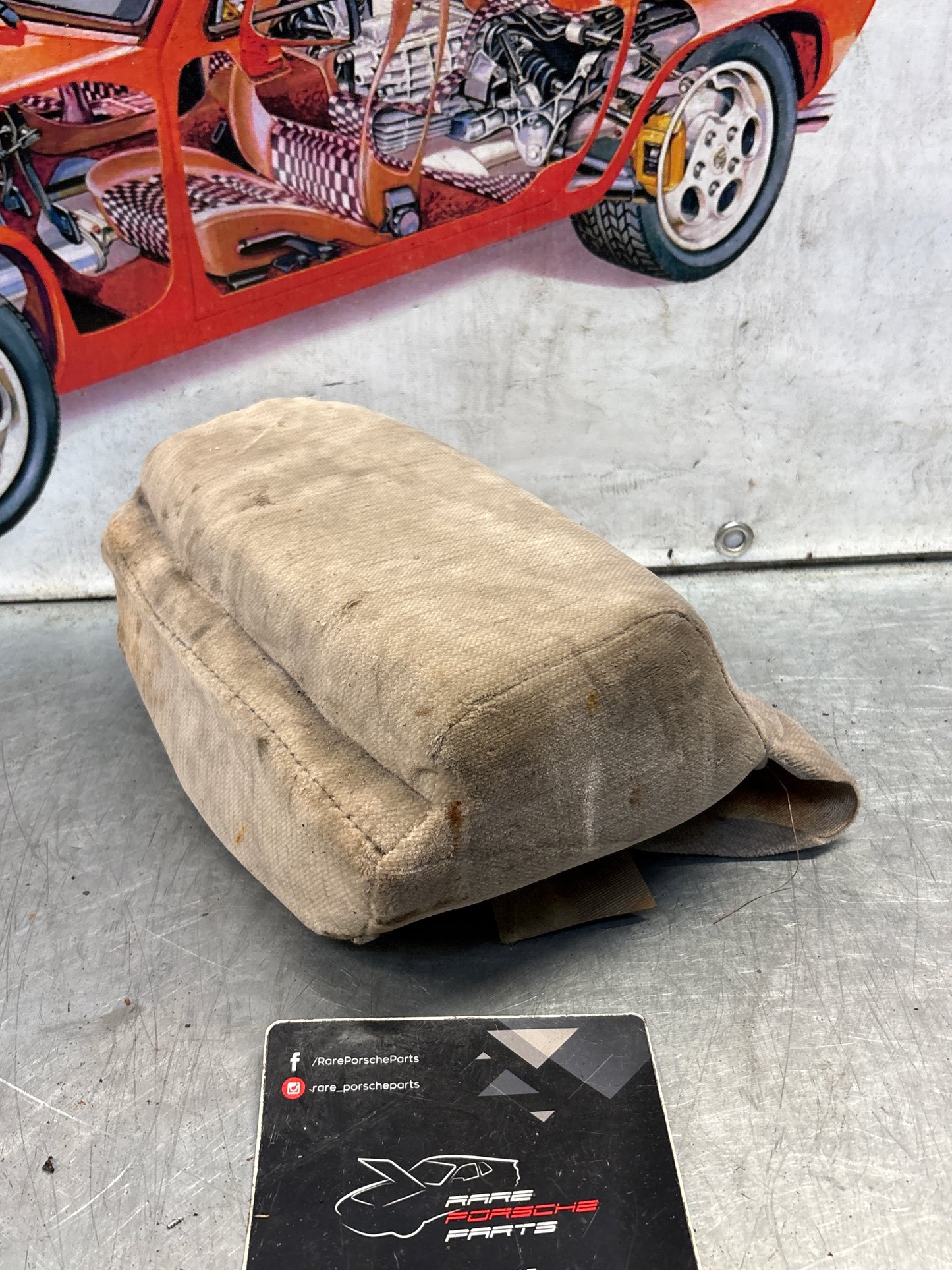 Porsche 928 rear left seat upper cushion, carpeted, white, used 92852204550