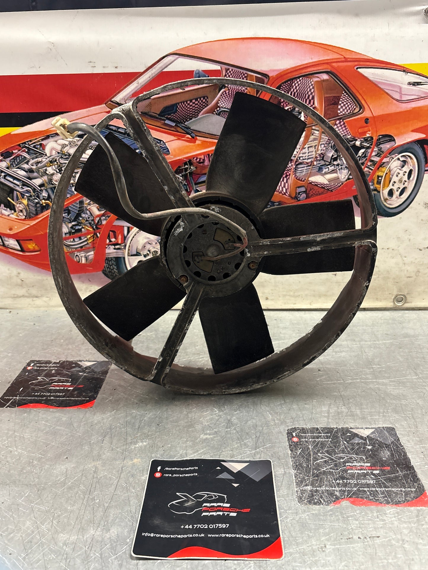 Porsche 928, -79 Air conditioner condenser  cooling  fan, genuine 92862410300 used