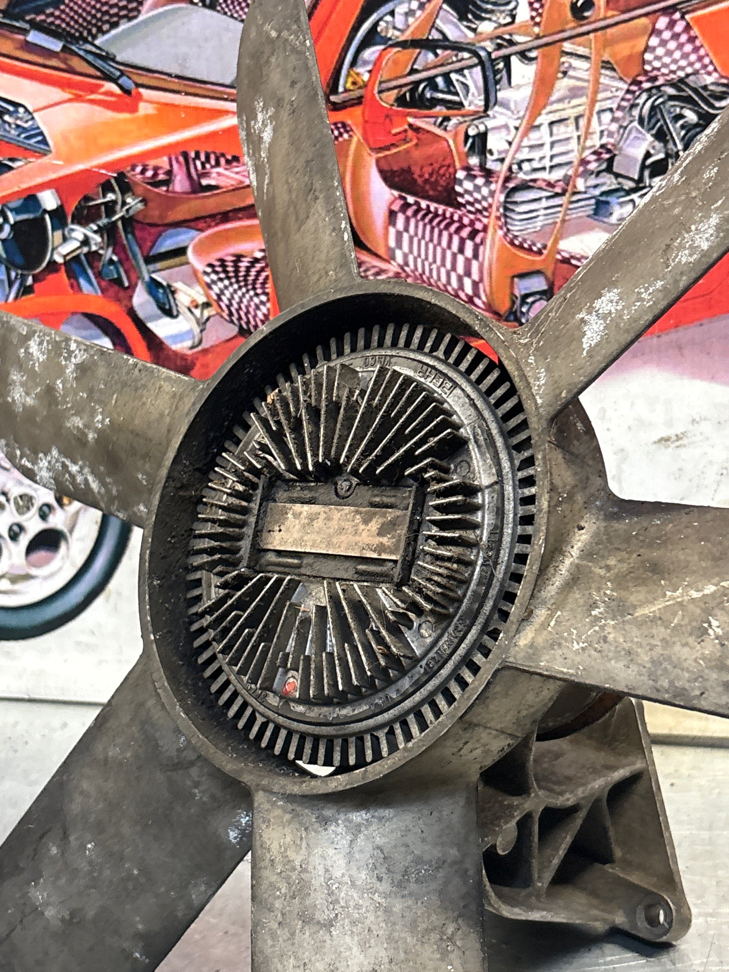 Porsche 928 Engine cooling viscous fan with bracket used 92810613701, 9281061101R