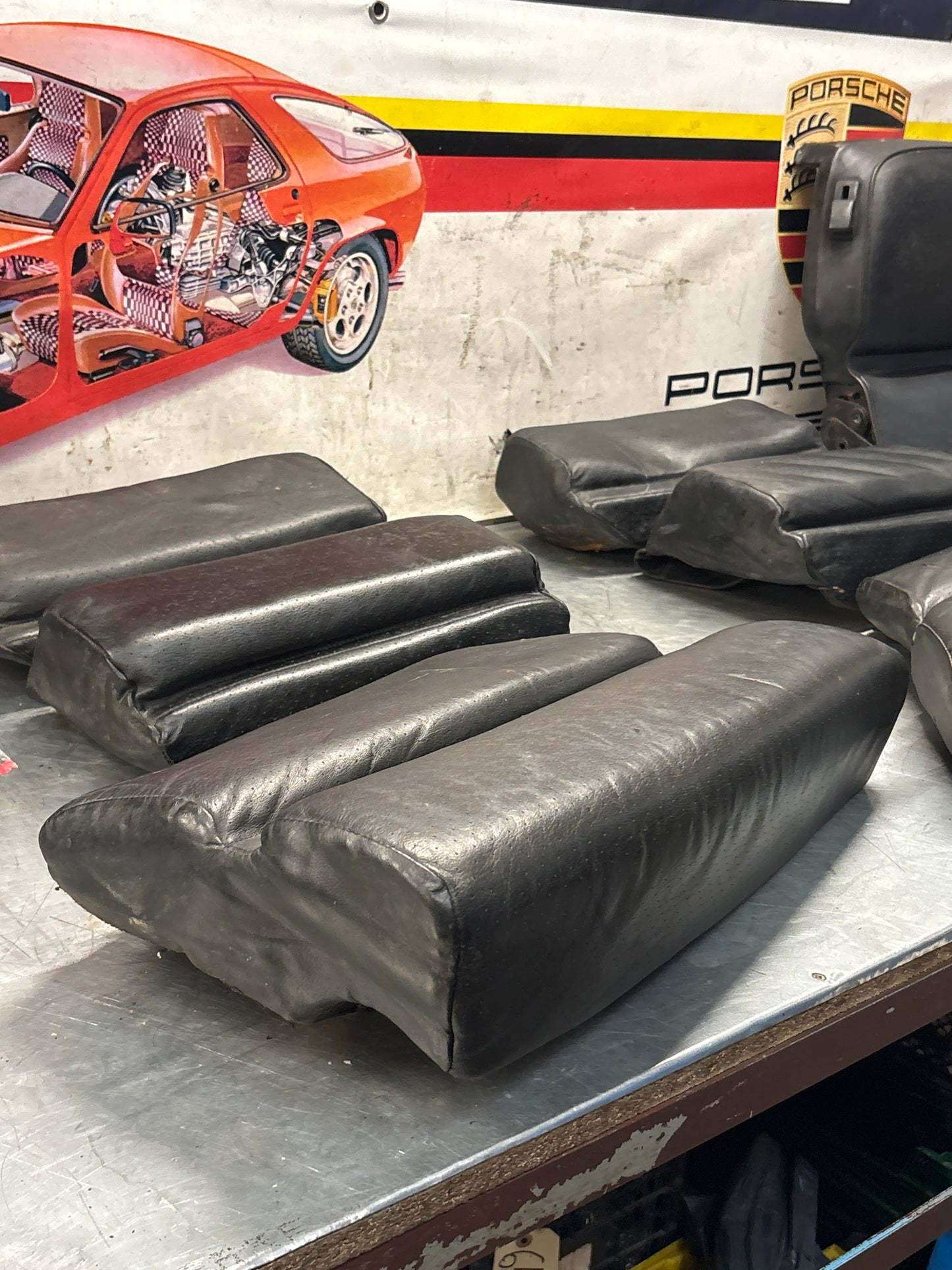 Porsche 928 black leather rear seat set, used