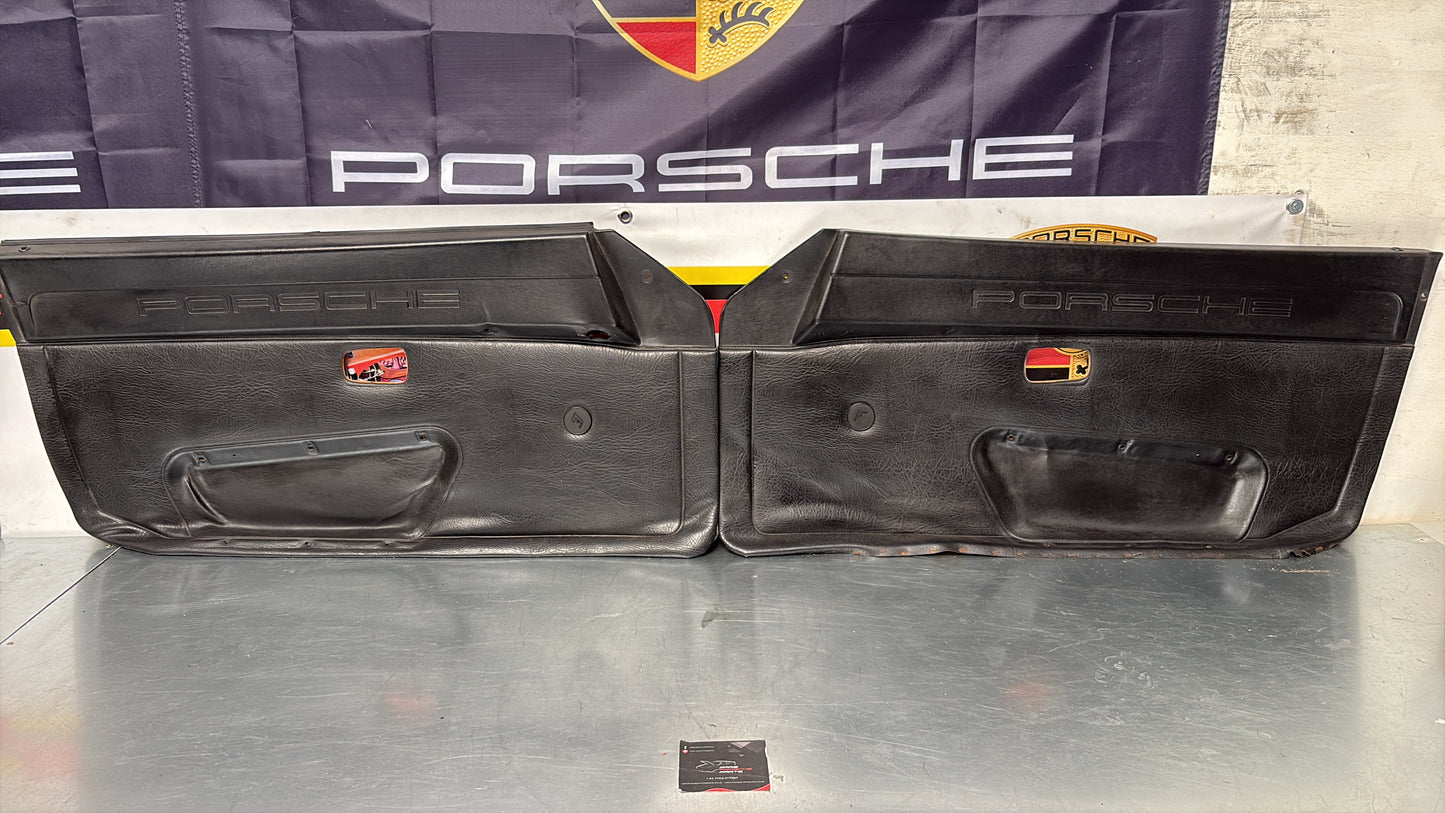 Porsche 924 / 944 Pair of early manual scripted door cards, used for spares or repair 477867012 / 477867011