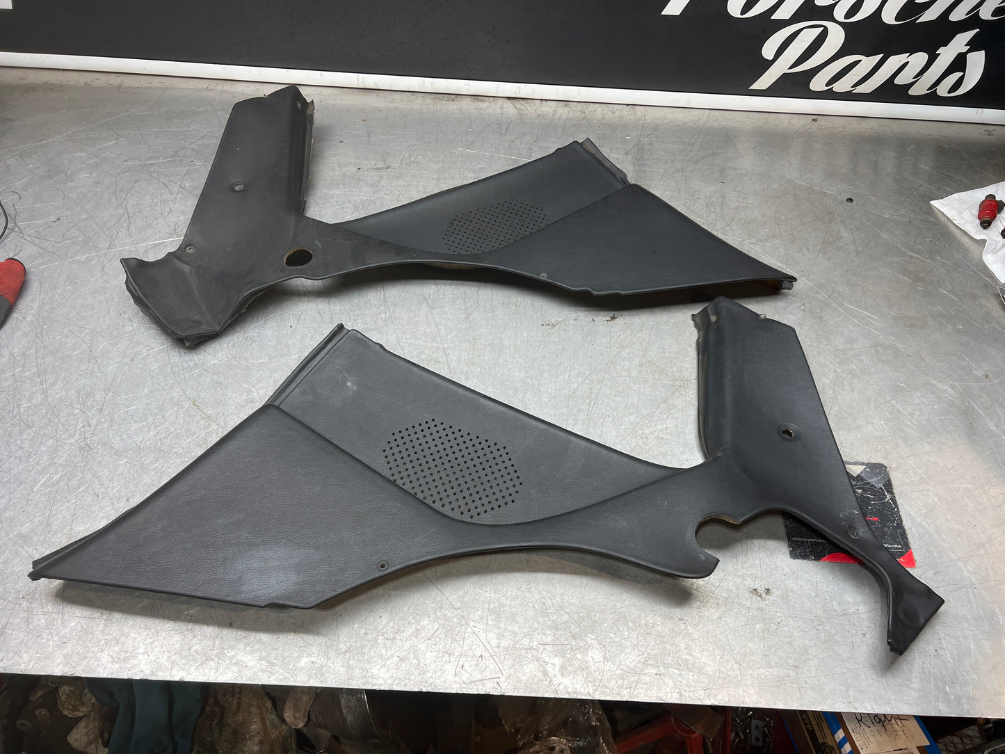 Porsche 944 black rear interior C Post trims/cards. Quarter panel trim used 944555021 944555022