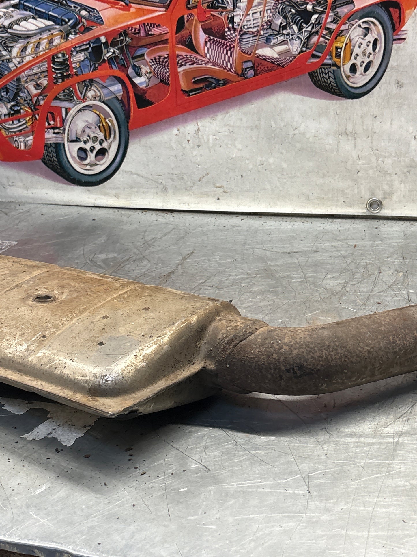 Porsche 928 S4 right middle silencer, used 92811109403