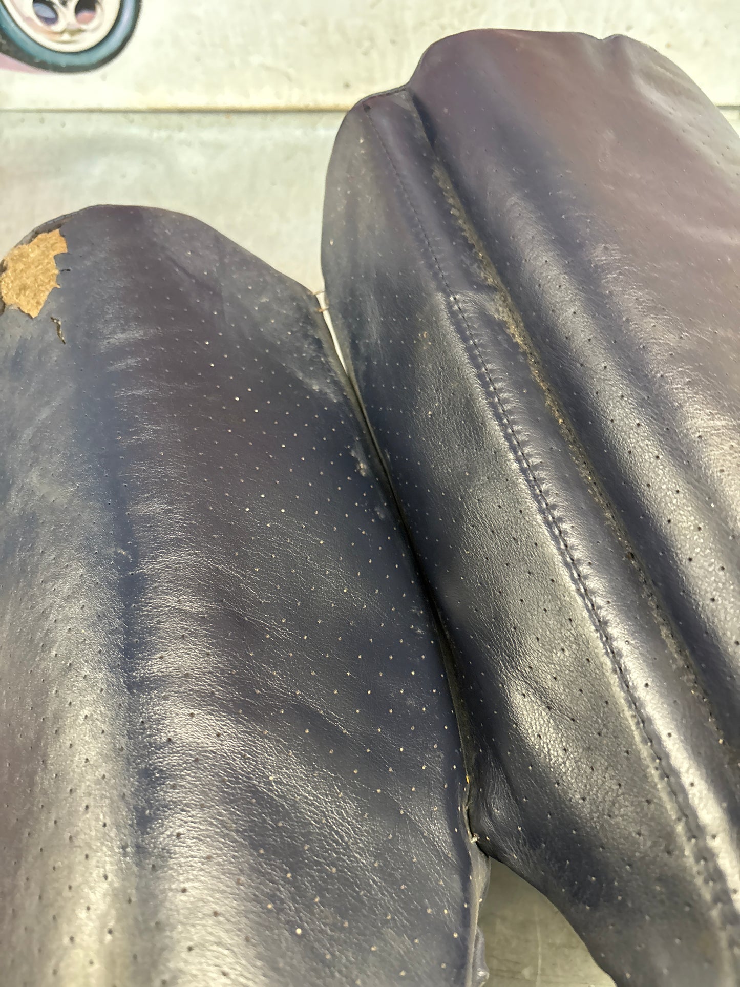 Porsche 928 rear right seat upper and middle cushion, leather, blue, used 92852204650 / 92852208851