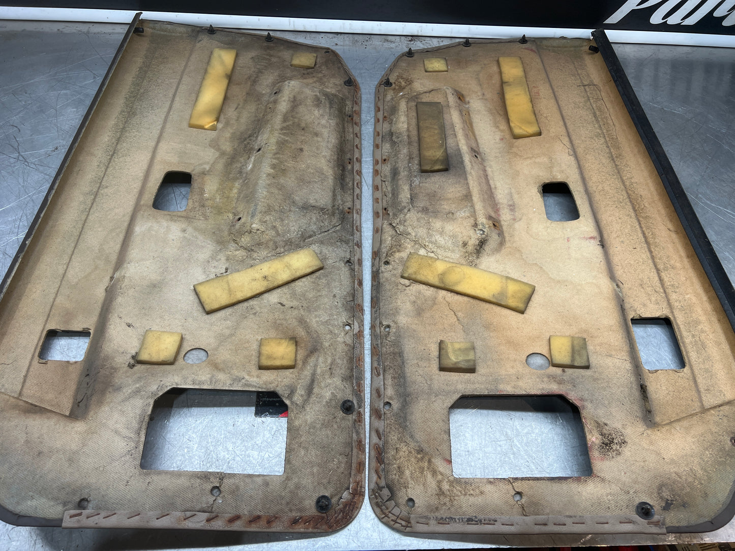 Porsche 924 944 -85.5 pair of Used RHD Porsche brown / beige  / cream door cards, 478867011 / 478867012 used condition