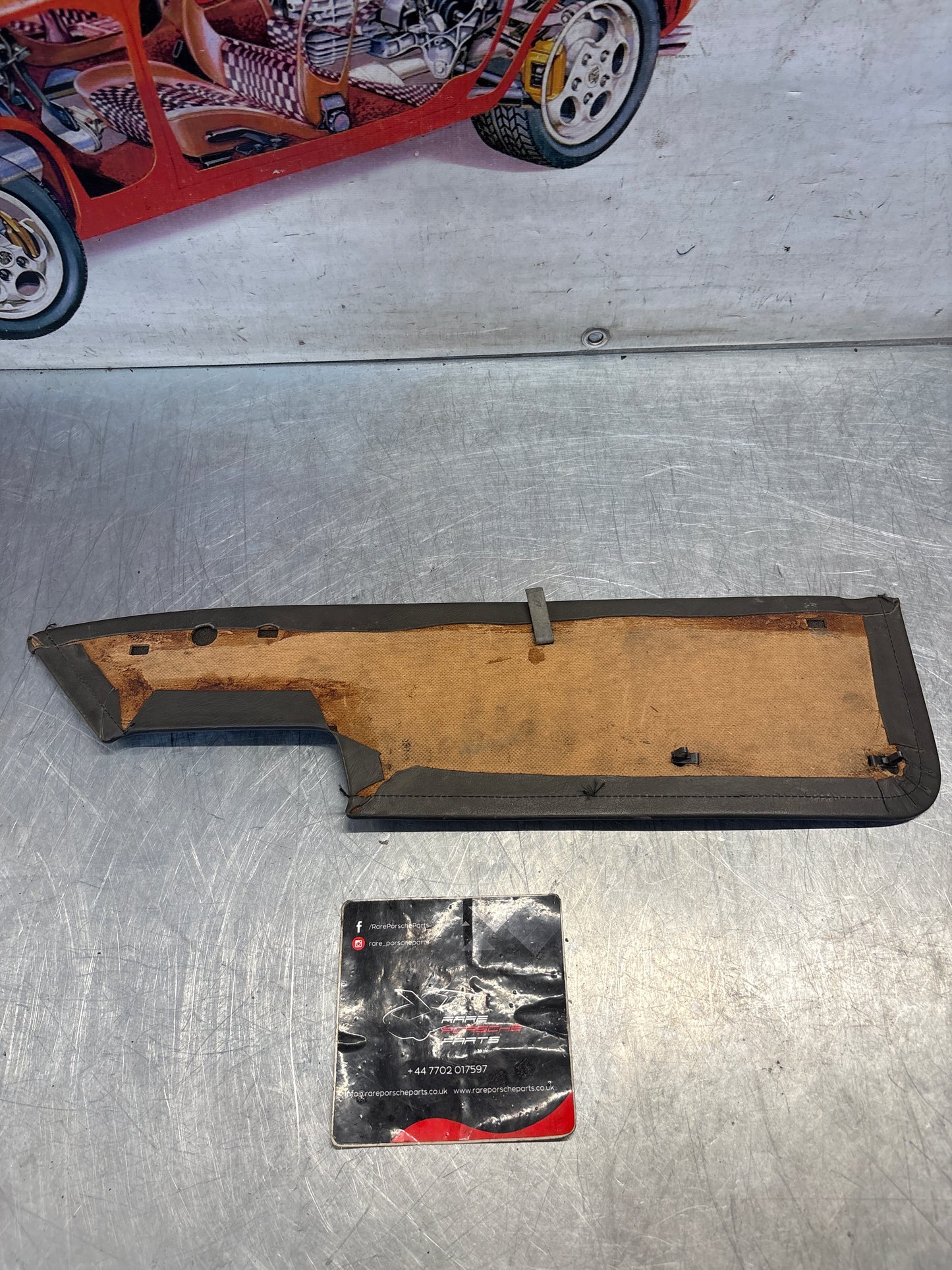 Porsche 928 door card insert panel, right, grey, 92855505202, used