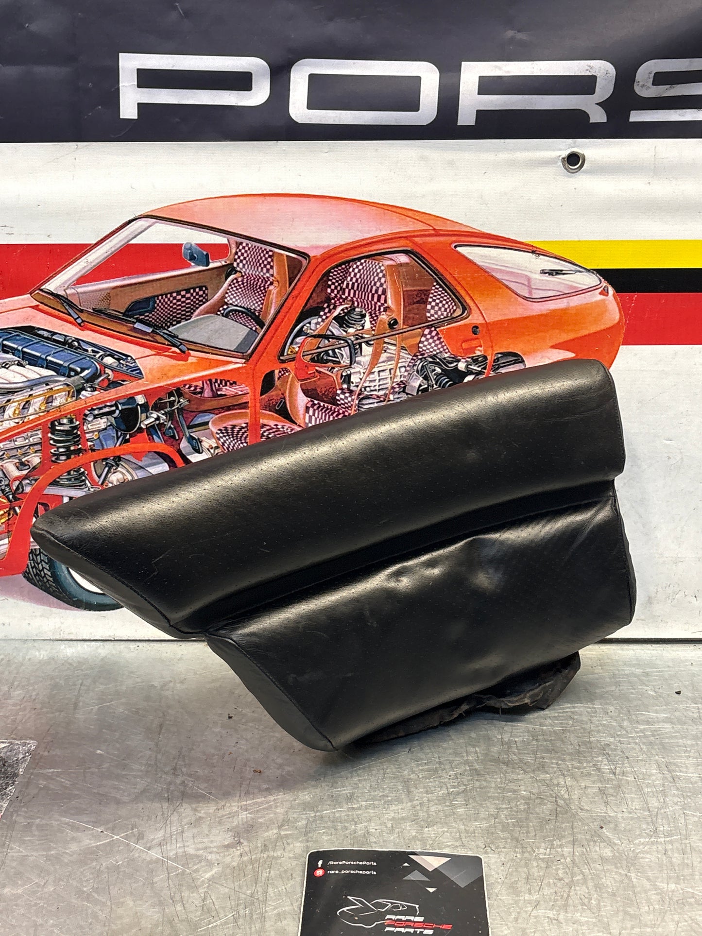 Porsche 928 rear left seat cushion, black, leather, used 92852205951