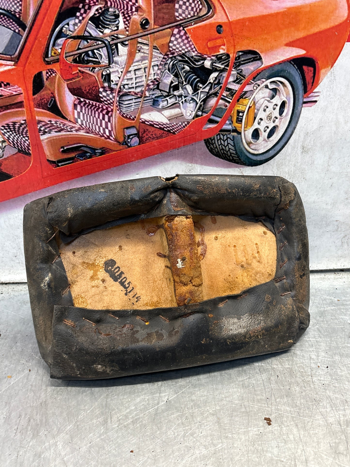 Porsche 928 rear left seat upper cushion, leather, black, used 92852204550