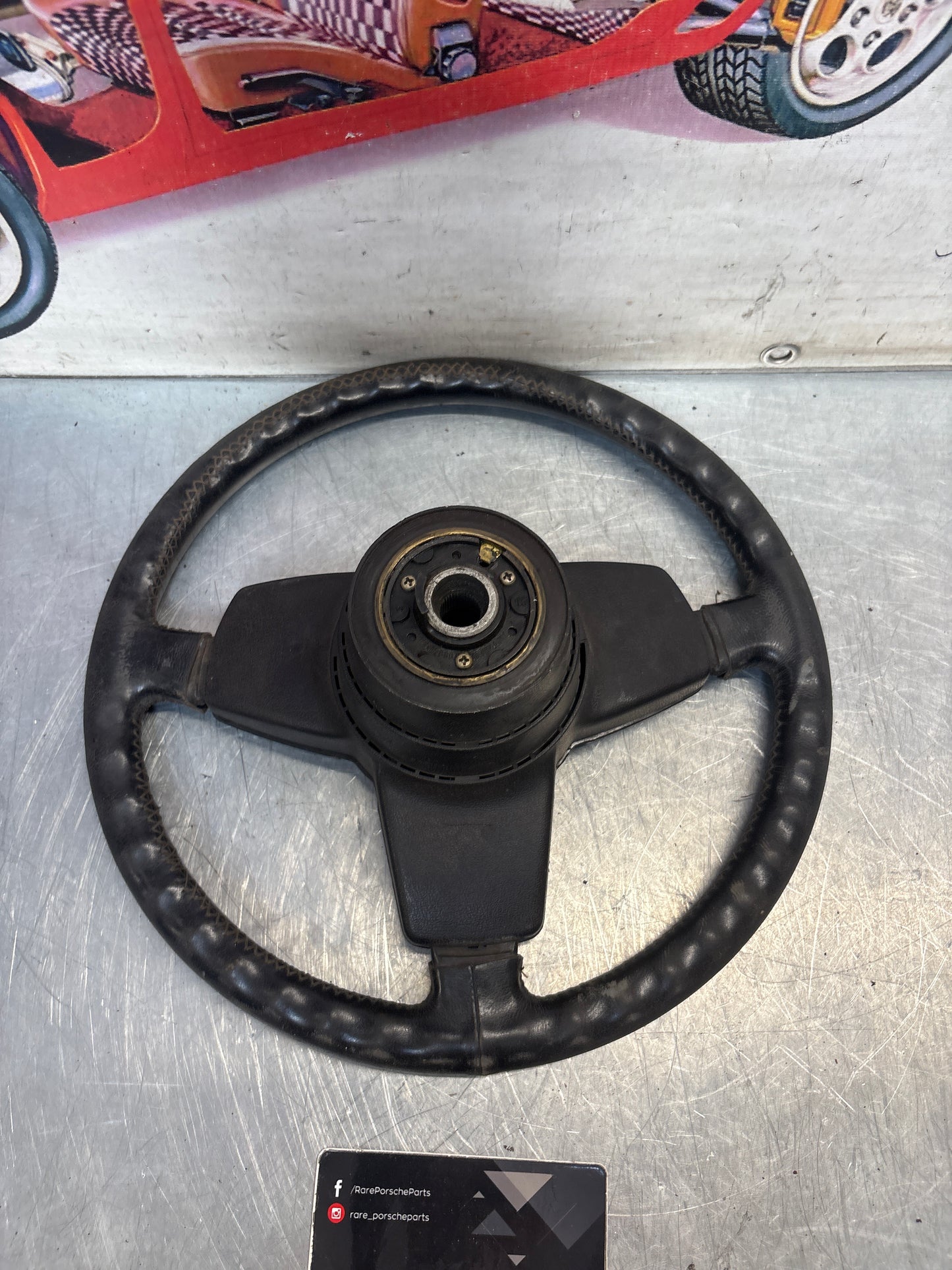Porsche 924/944 3 Spoke Steering Wheel, black, used