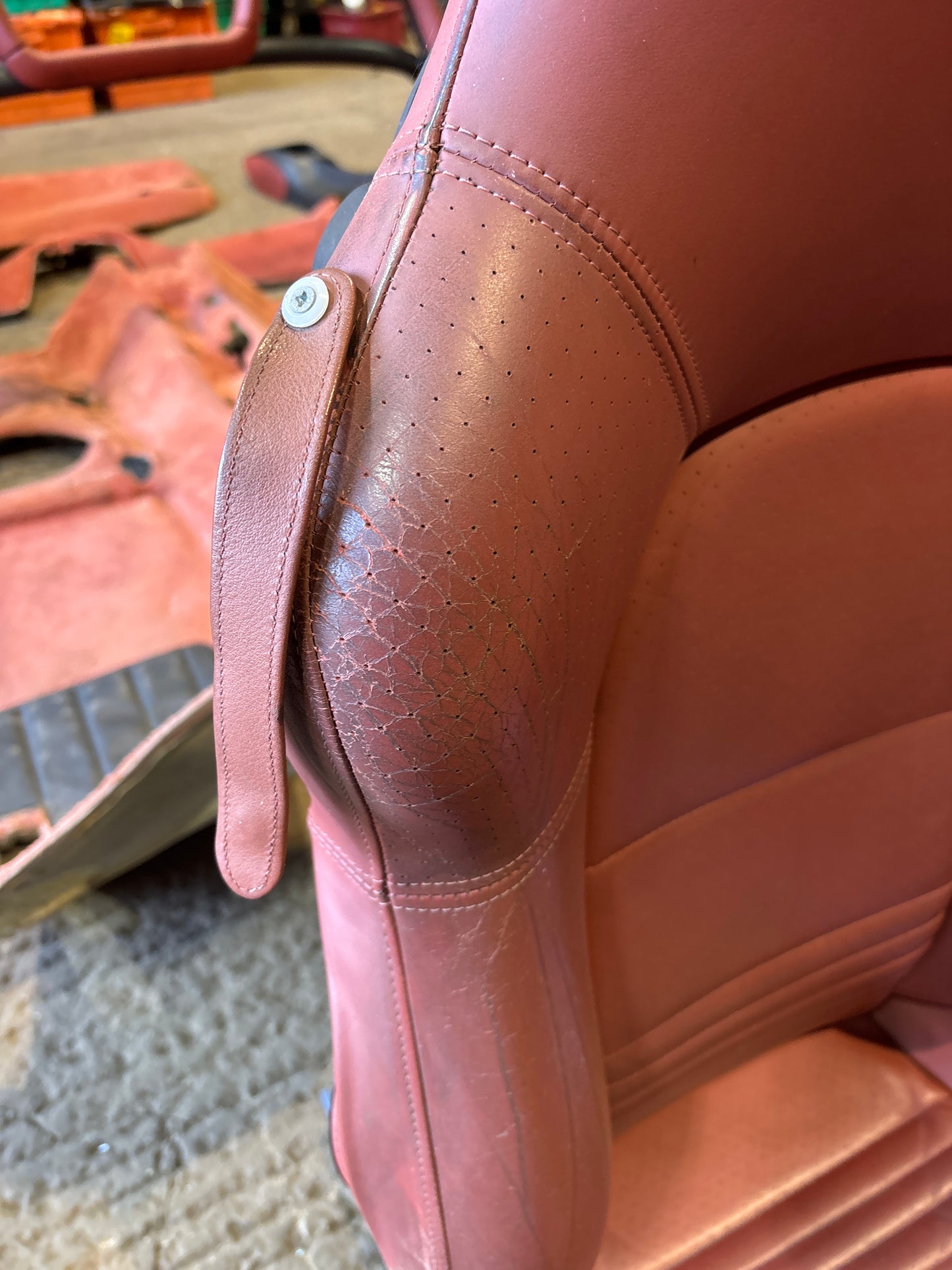 Porsche Boxster 986 complete red interior with Wingback sport seats, used, RHD car