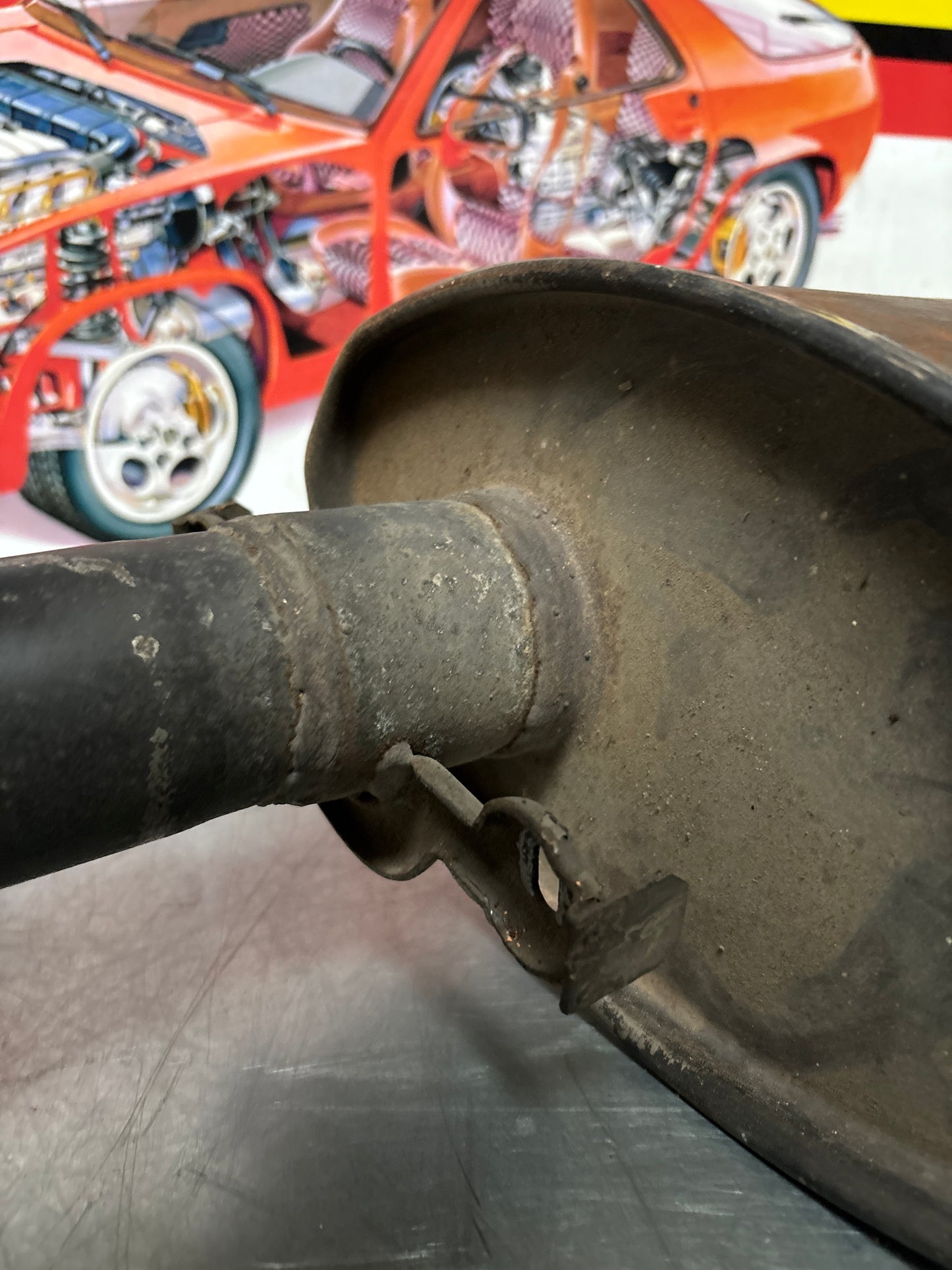 Porsche 944S Bischoff exhaust system rear muffler, used 94411108302 / 94411104100