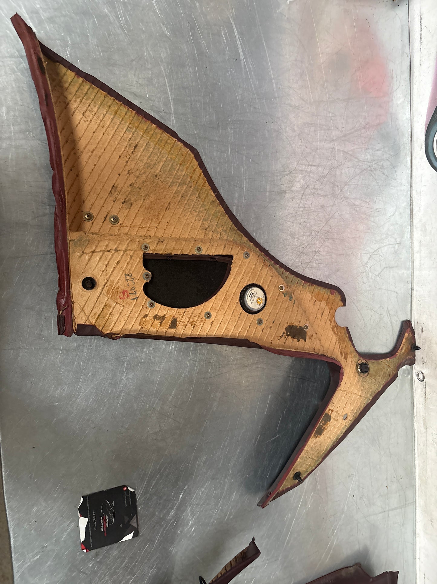 Porsche 944 Turbo S2 Burgundy rear interior C Post trims/cards with M490 sound package, used 94455502113 / 94455502213