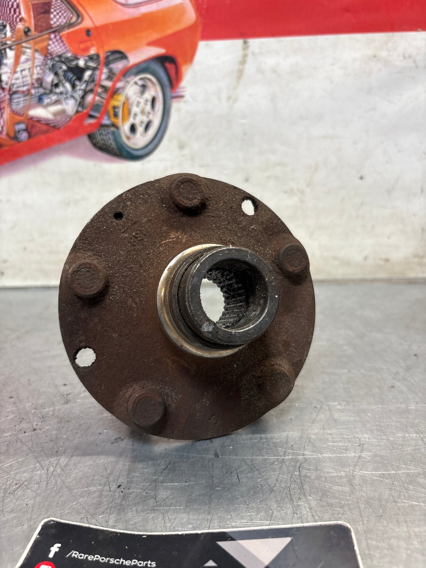 Porsche 928 rear wheel hub, 92833106507, used with long stud bolt