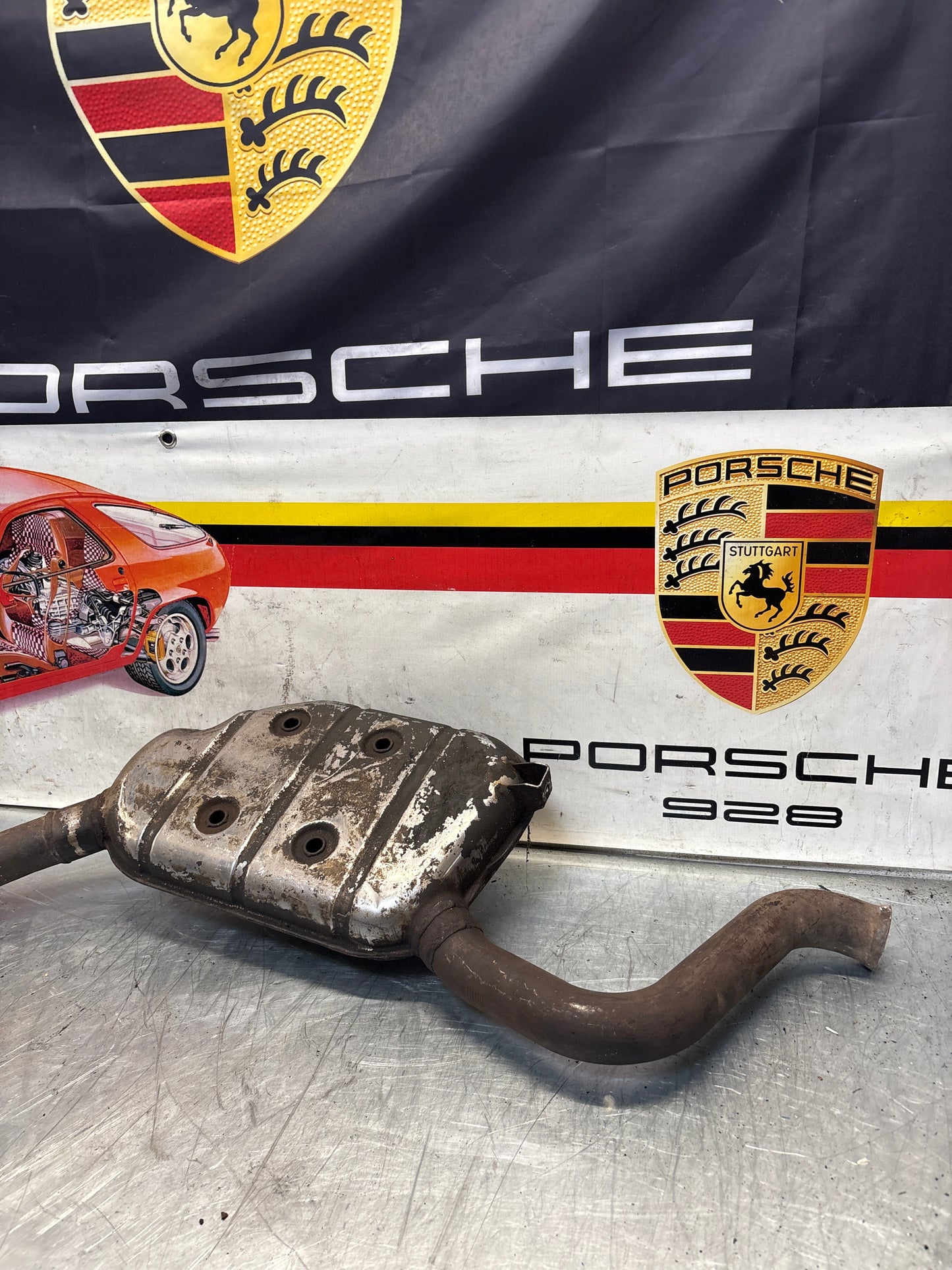Porsche 928 Left side silencer, used 92811109301
