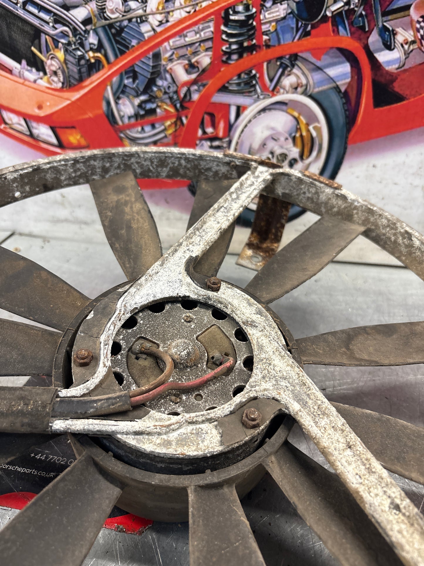 Porsche 928, 80- Air conditioner condenser  cooling  fan, genuine 92862410301 used