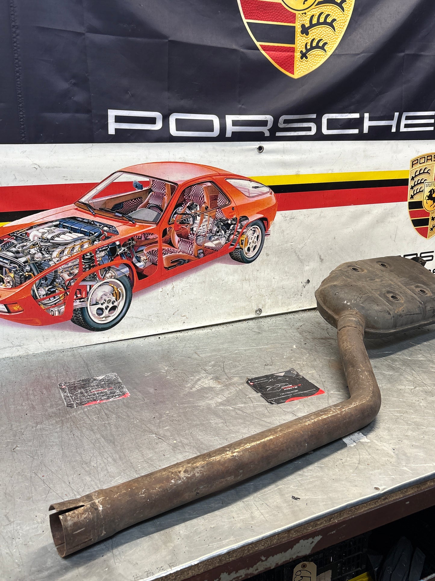 Porsche 928 Left side silencer, used 92811109301