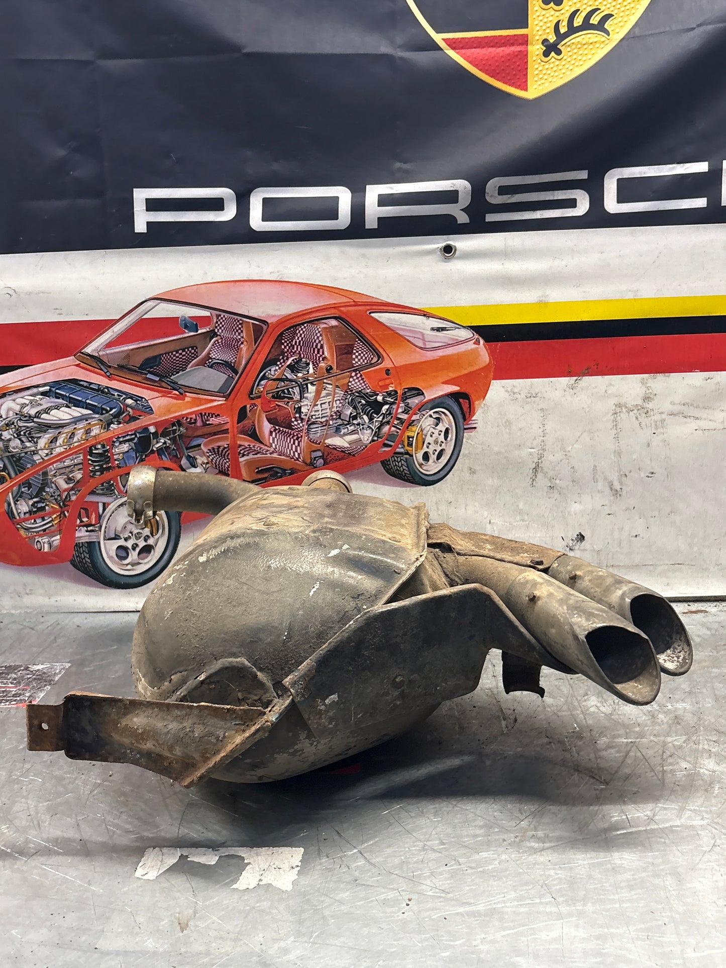 Porsche 928 exhaust final silencer, used 92811104400