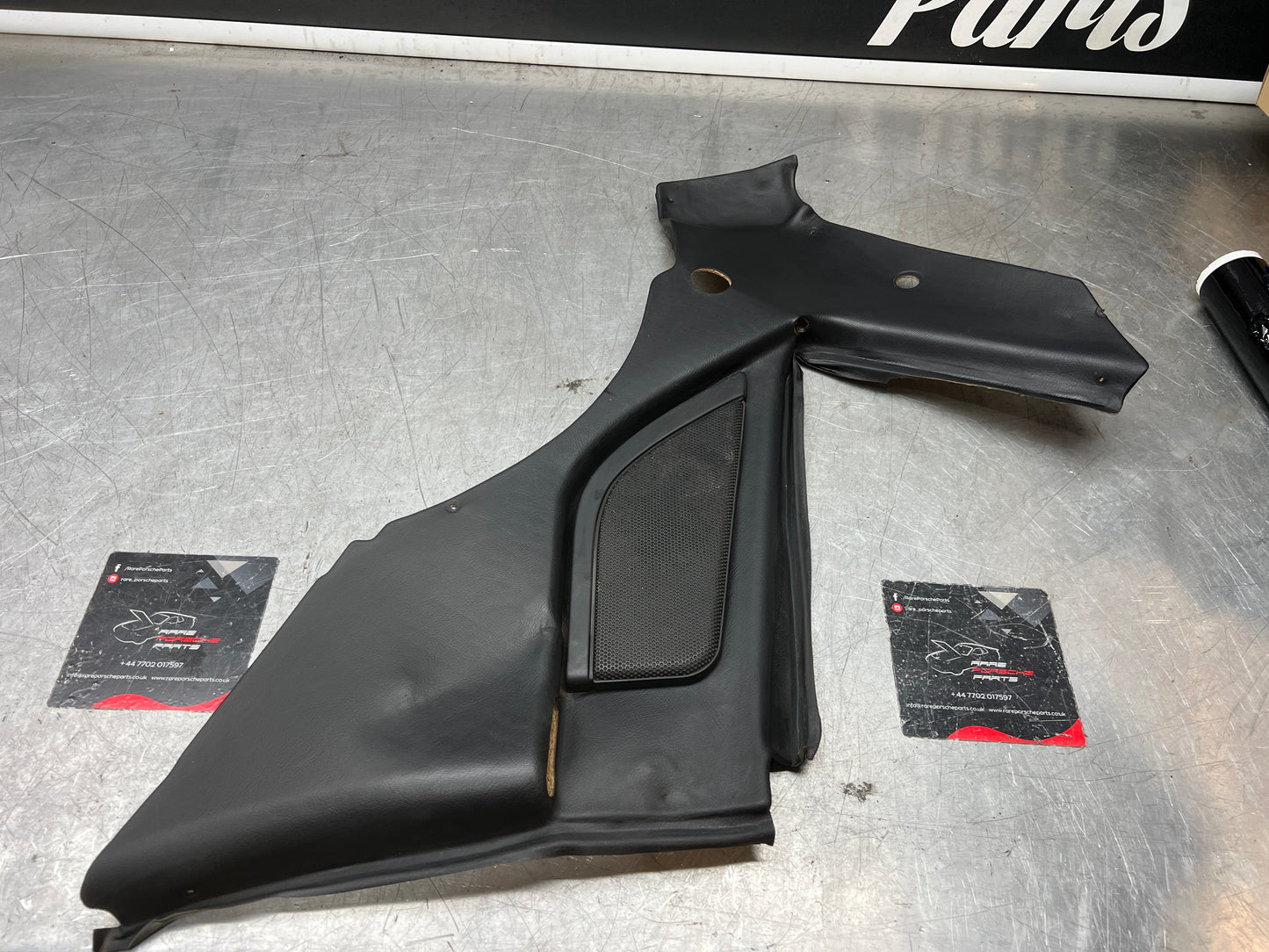 Porsche 944 Left Rear Quarter Trim Card, black  - used 944555021 M490 sound pack