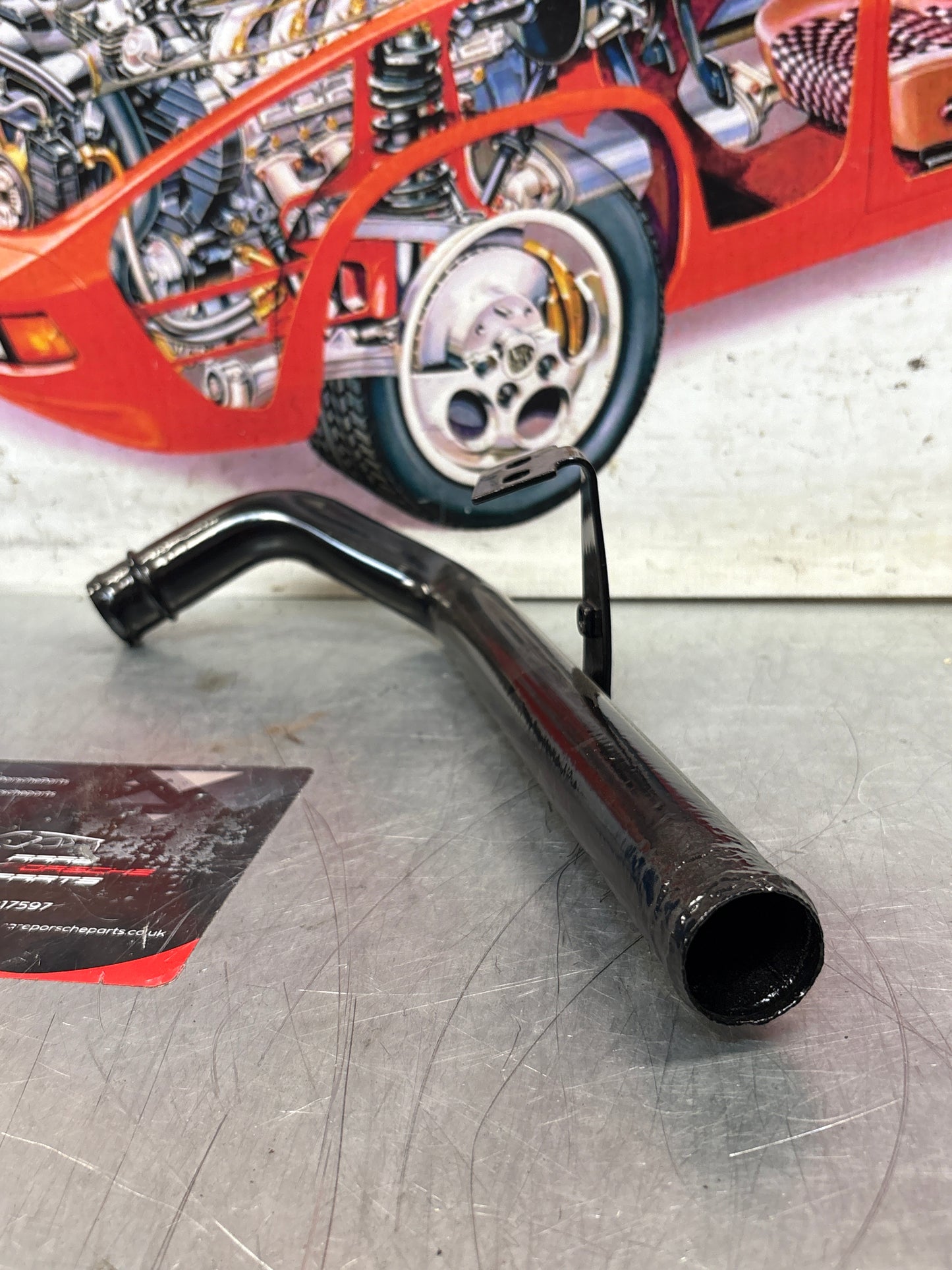 Porsche 924 turbo coolant Water tube pipe 93110605104 powder coated