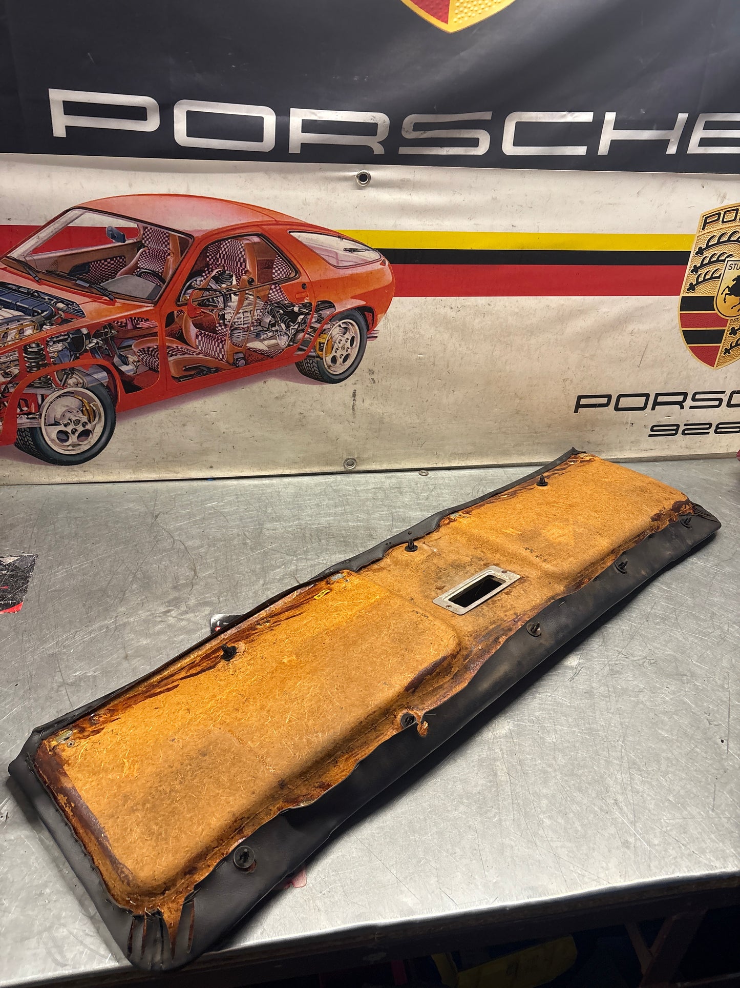 Porsche 928 sunroof mechanism cover trim, used, black 92855552702