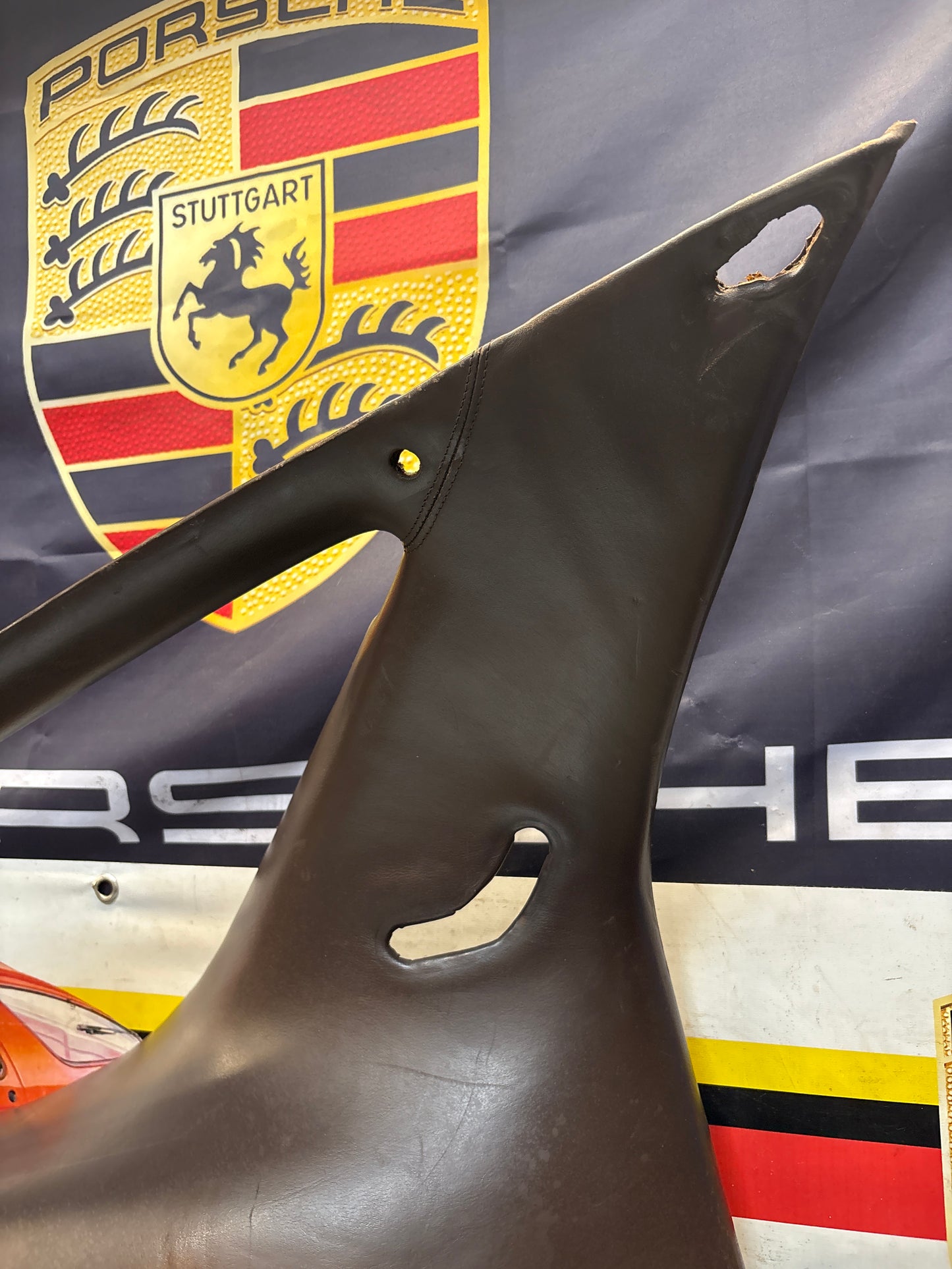 Porsche 928 early left side lower side trim panel, without loudspeaker, brown used 92855502102