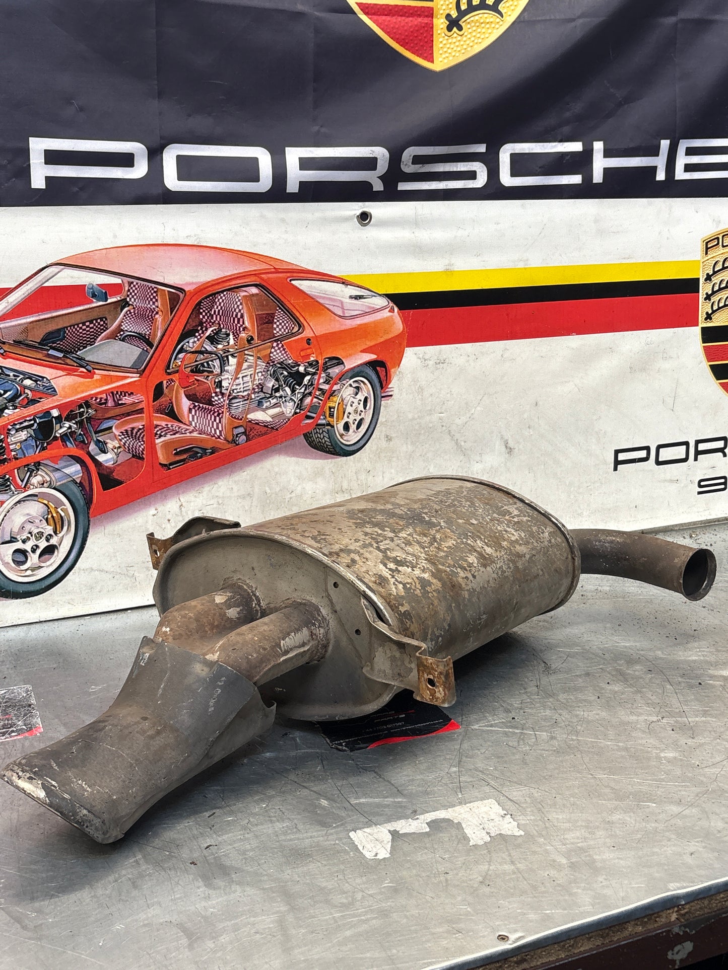 Porsche 928 rear exhaust box, used 92811109701