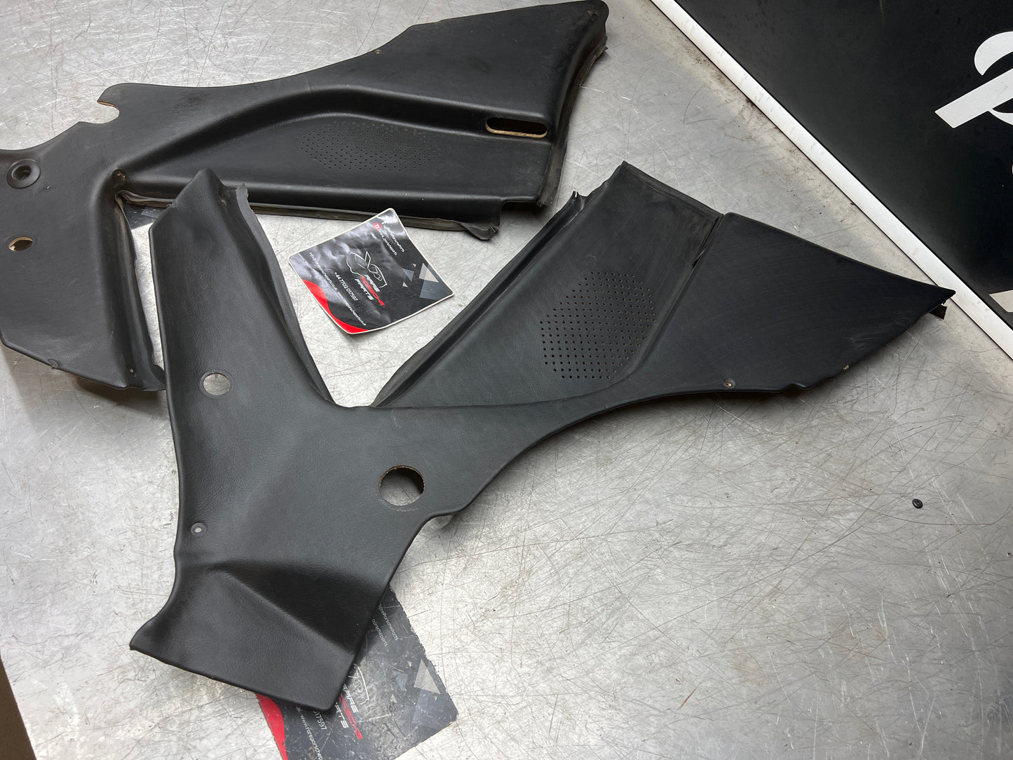 Porsche 944 black rear interior C Post trims/cards. Quarter panel trim used 944555021 944555022