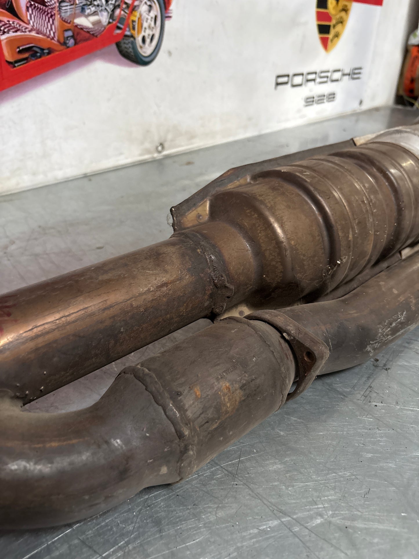 Porsche 944 Turbo front exhaust catalytic converter, used 95111109411