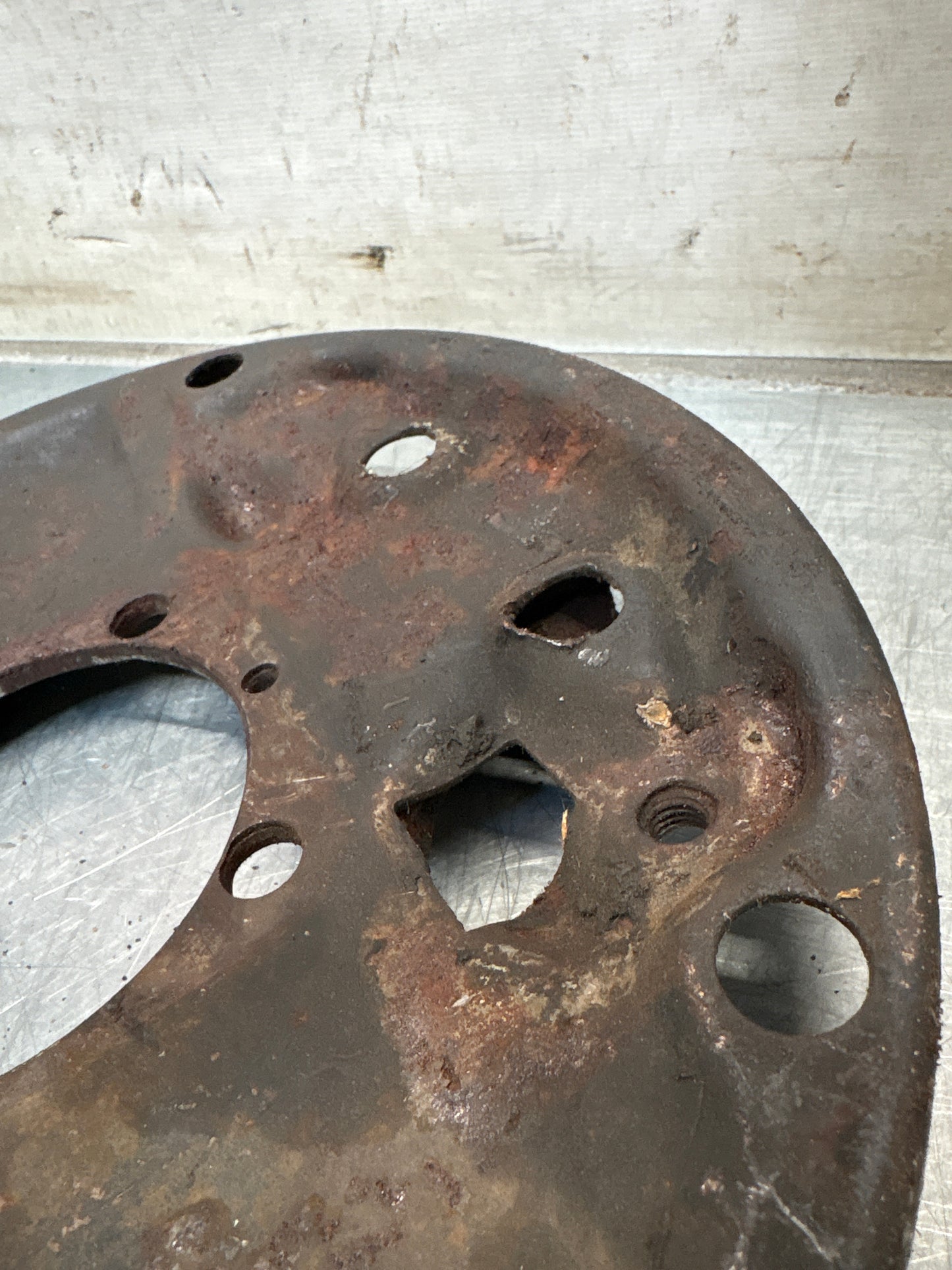 Porsche 924 rear right brake dust shield, used 113609440E
