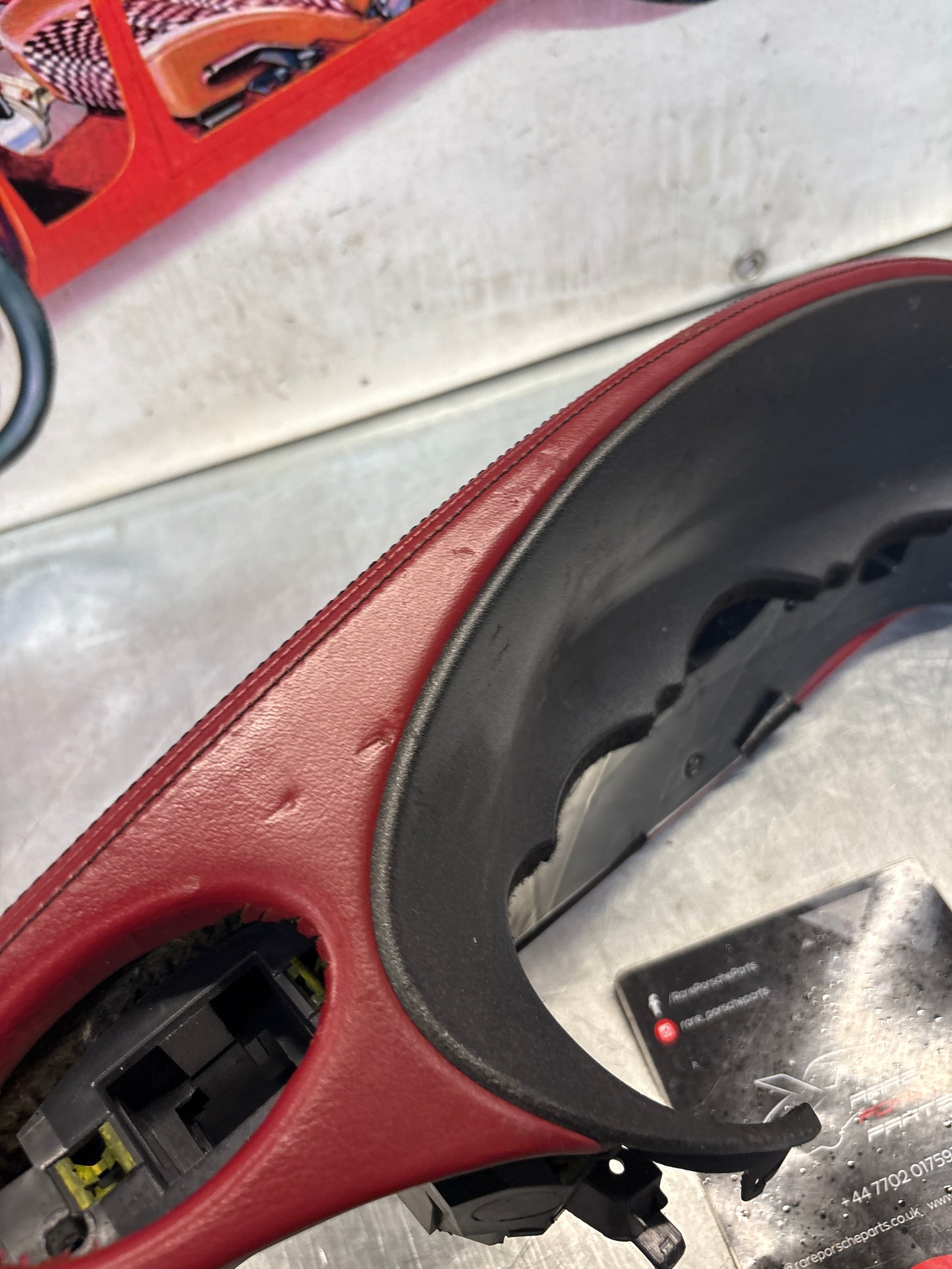 Porsche 911 996 RHD dasboard cluster trim, used, burgundy 99655205902