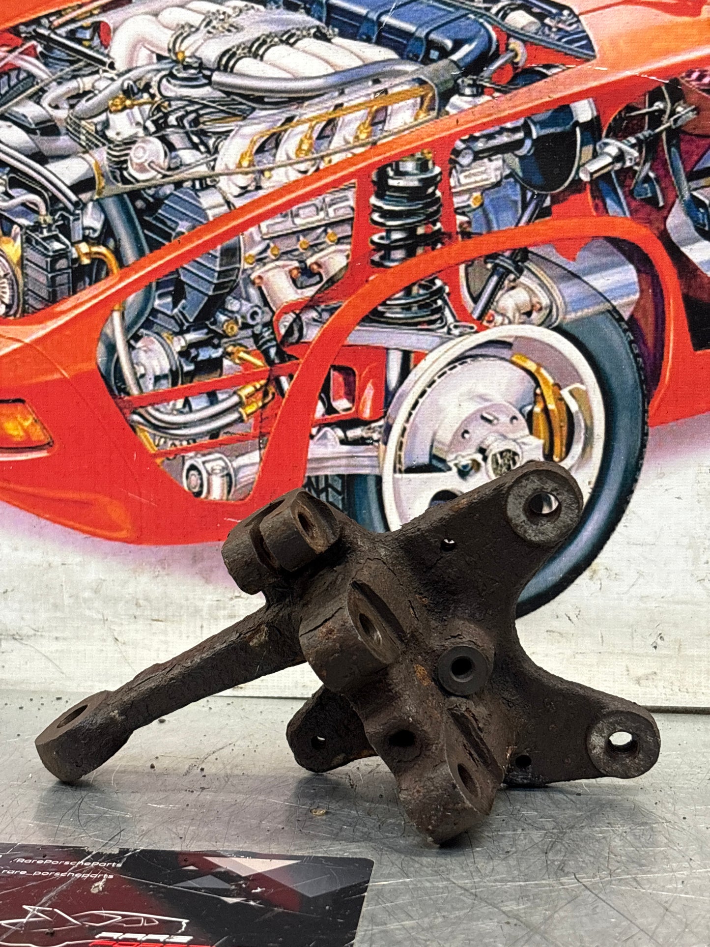Porsche 924 76-78 Front left Spindle, knuckle, 477407311G, used