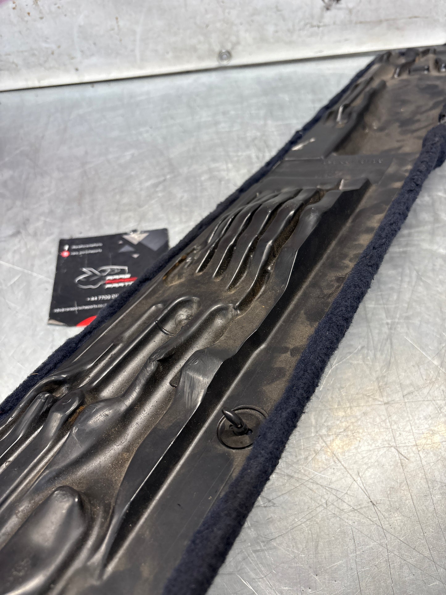 Porsche 928 blue carpeted Tool kit panel cover, used 92855118106