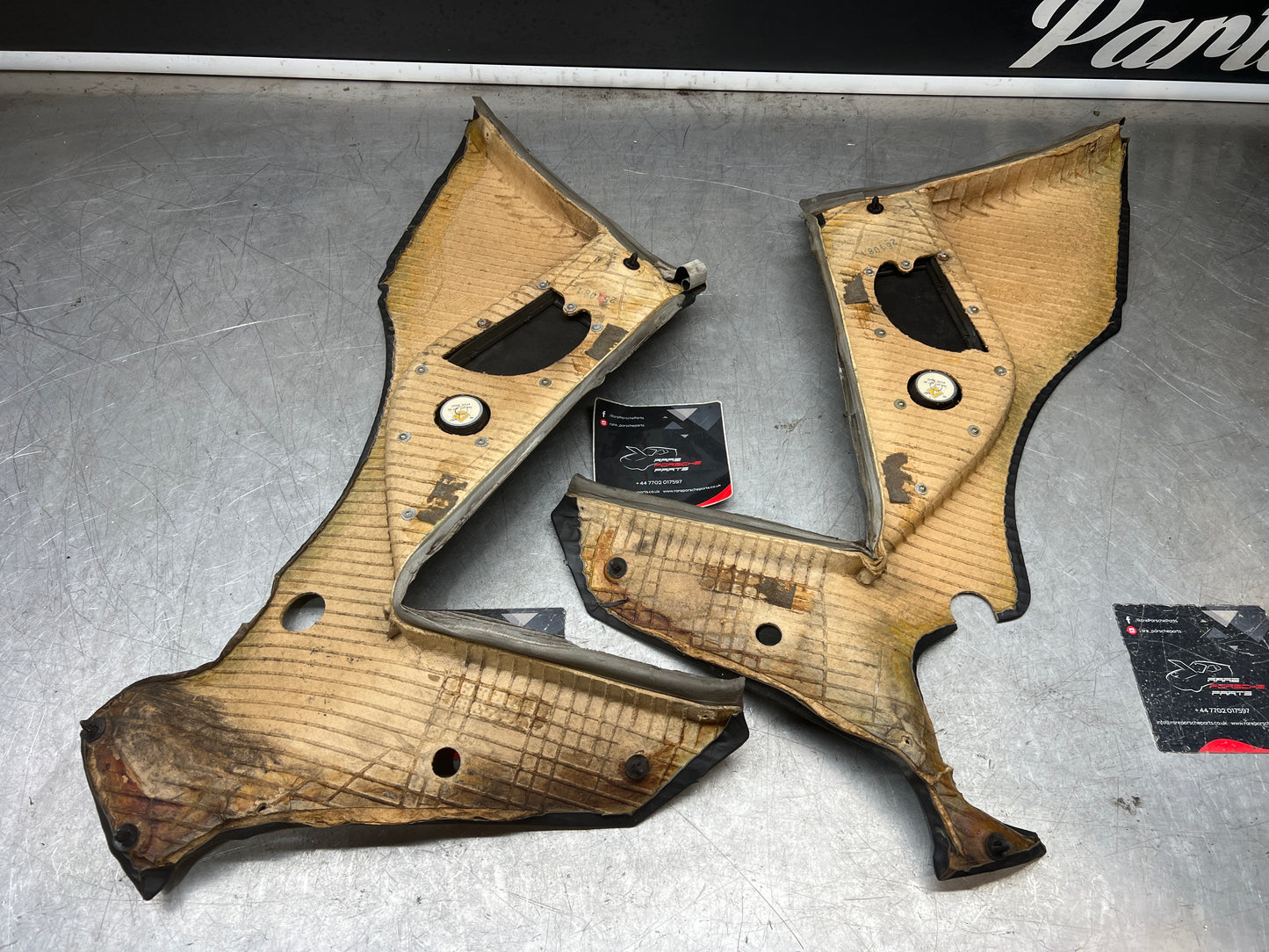 Porsche 944 Turbo S2 Black rear interior C Post trims/cards with M490 sound package, used 94455502113 / 94455502213