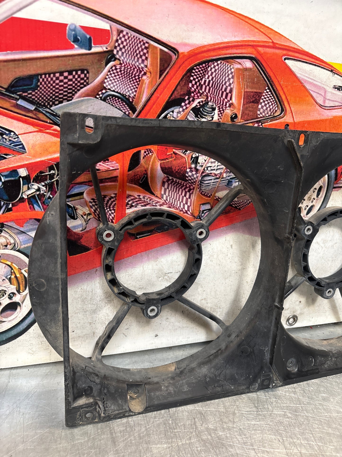 Porsche 944  Radiator Fan housing, used 94410614302