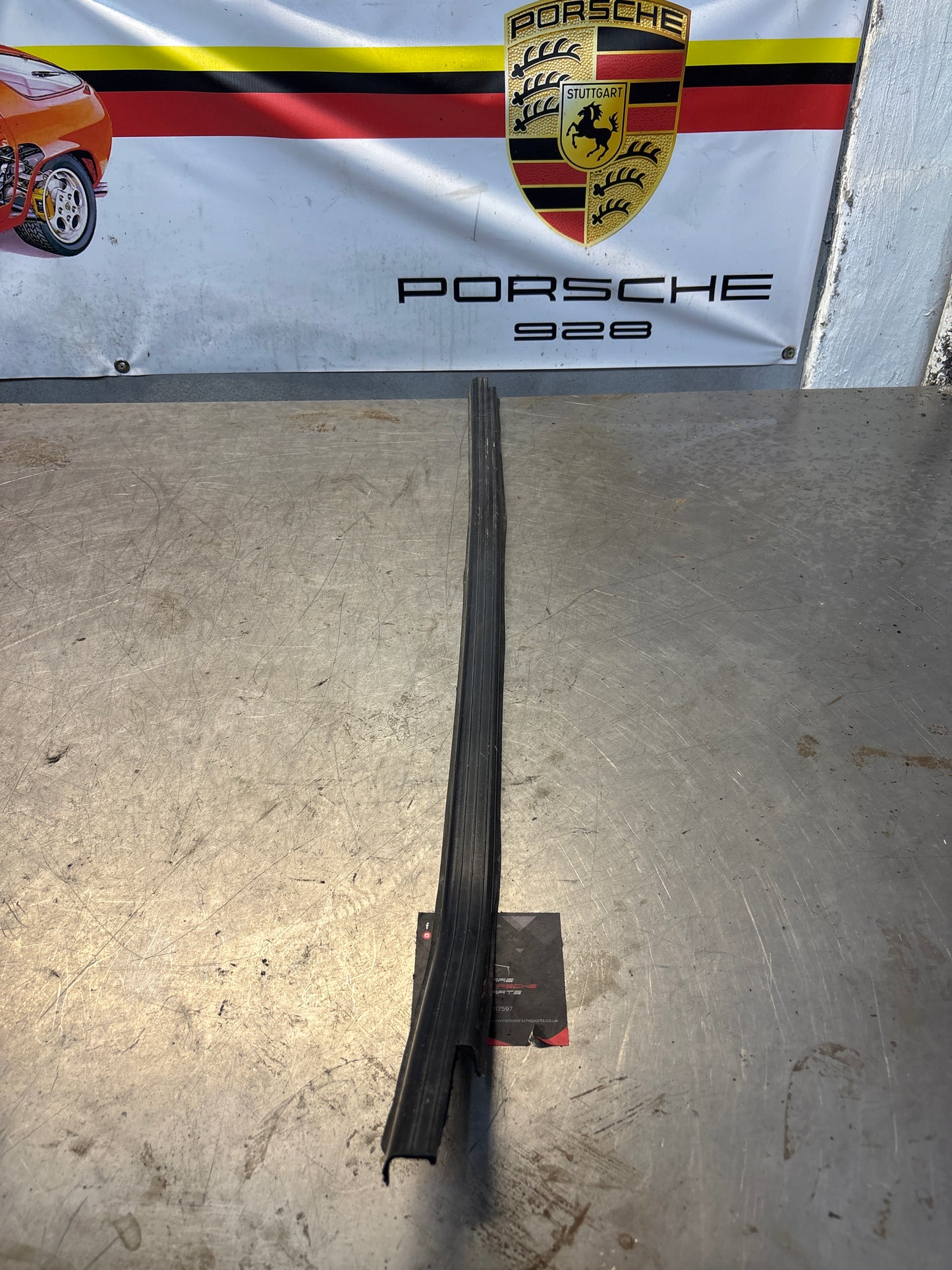 Porsche early 924/944 right sill trim, used 477853658A