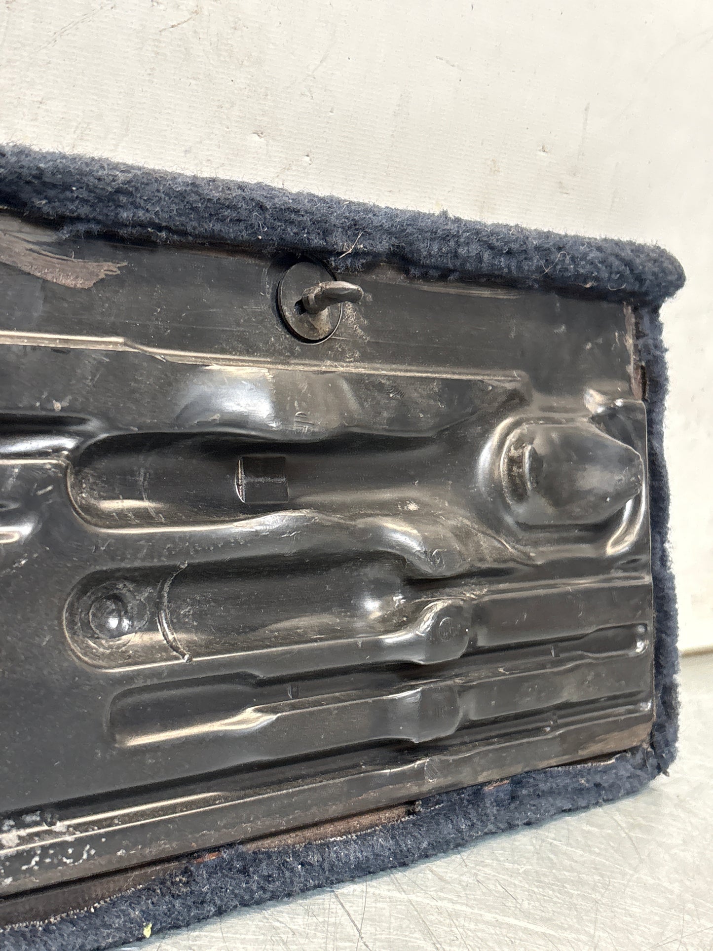 Porsche 928 blue carpeted Tool kit panel cover, used 92855118105