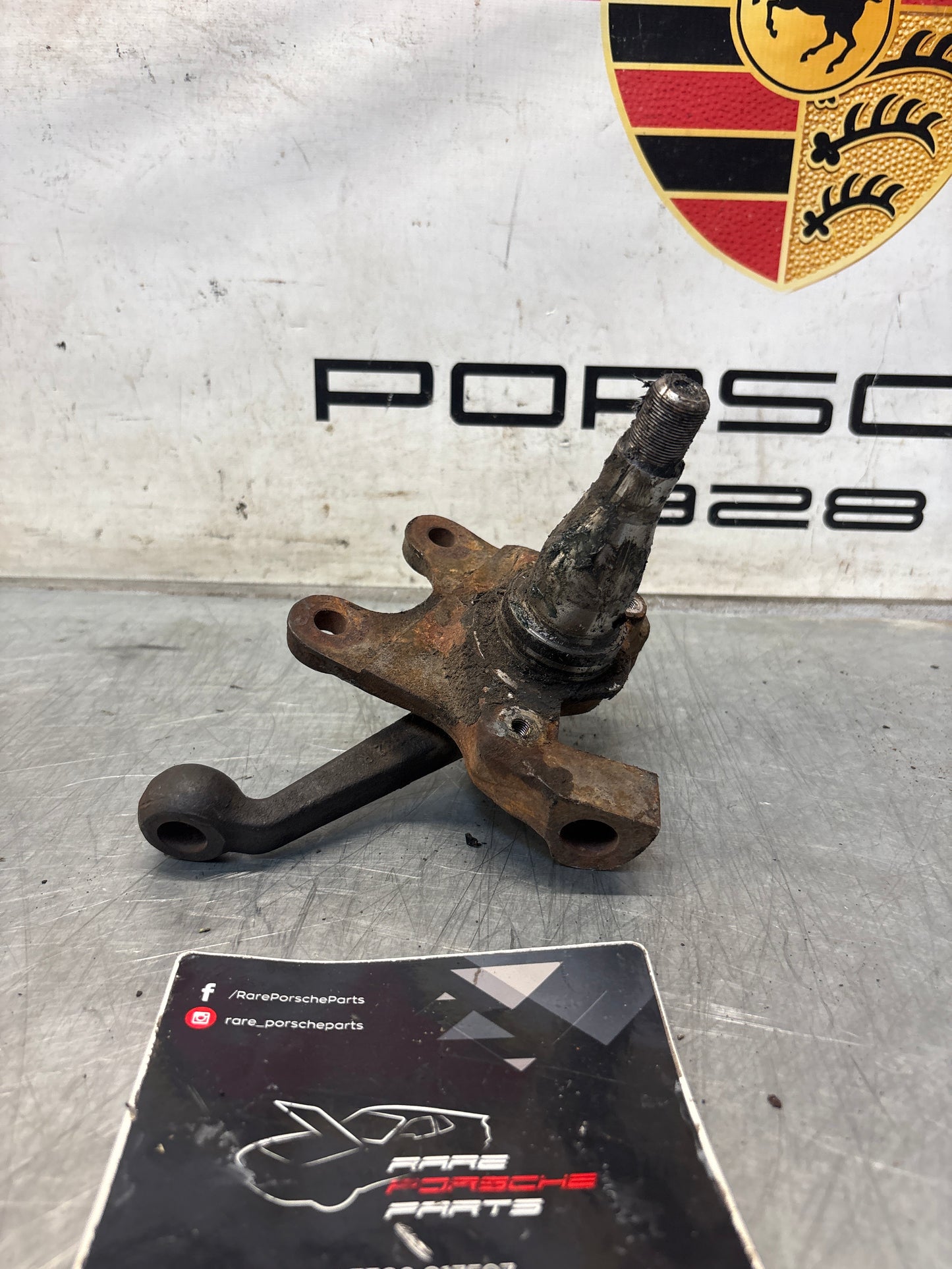 Porsche 928 right steering spindle knuckle, used 92834105803
