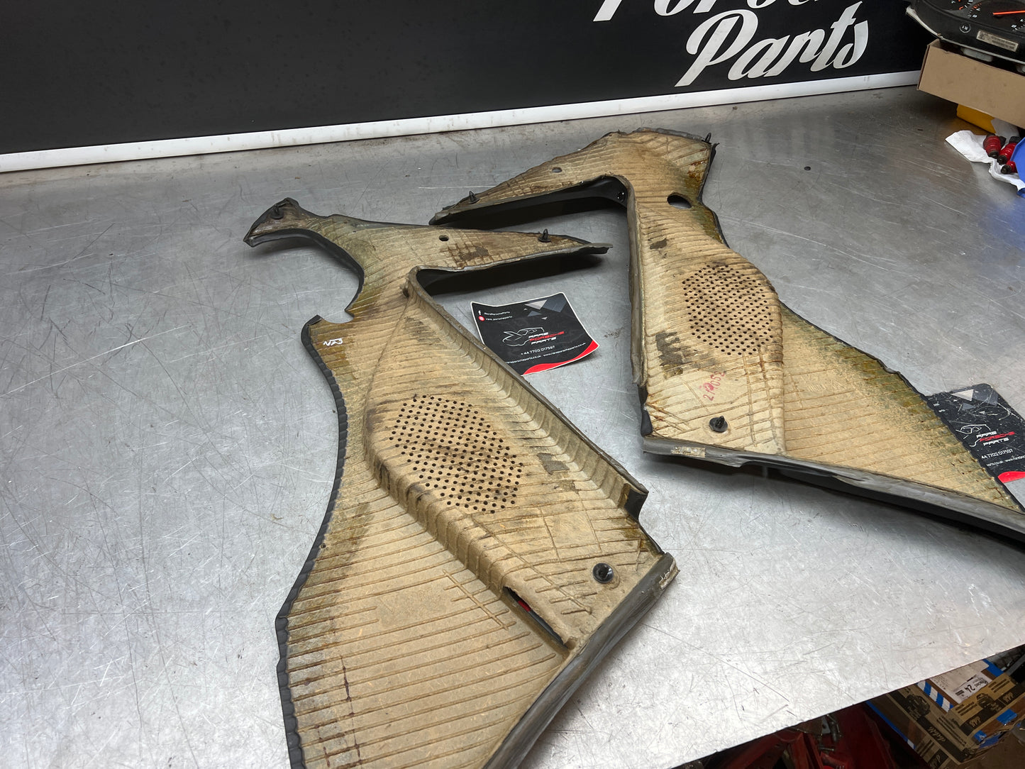 Porsche 944 black rear interior C Post trims/cards. Quarter panel trim used 944555021 944555022