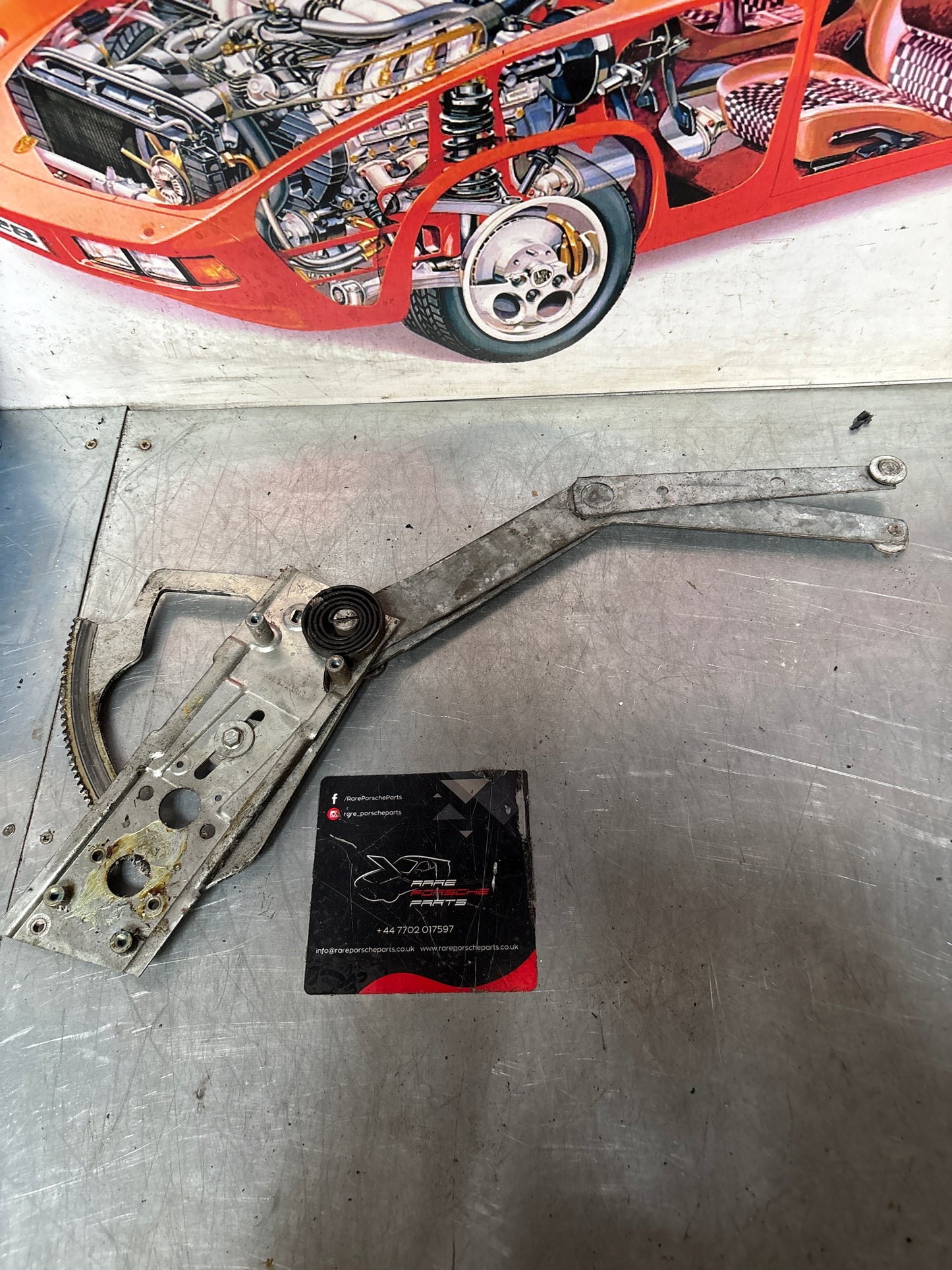 Porsche 911 964 Right side window regulator mechanism, used 91154200443