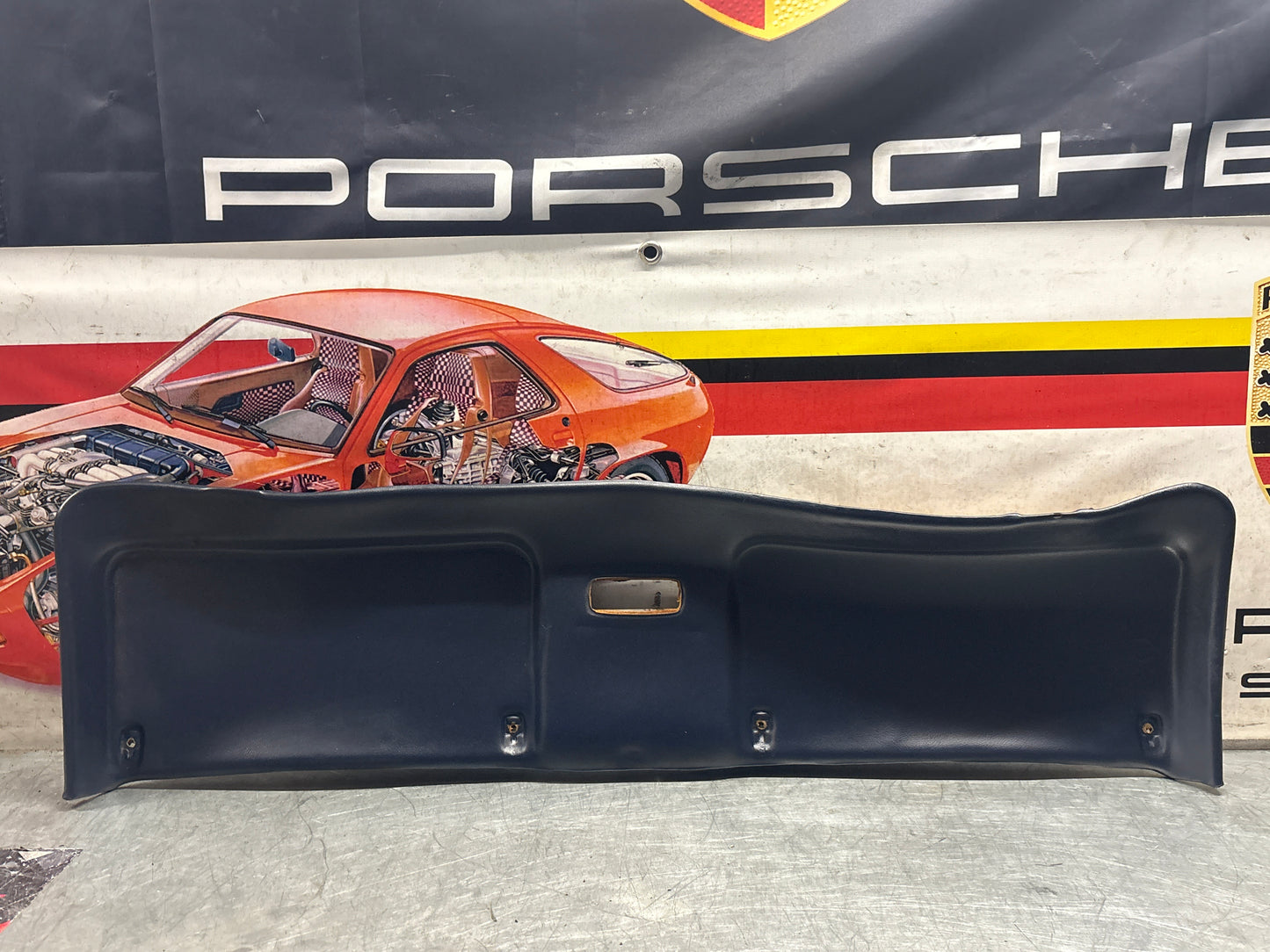 Porsche 928 sunroof mechanism cover trim, used, blue 92855552702