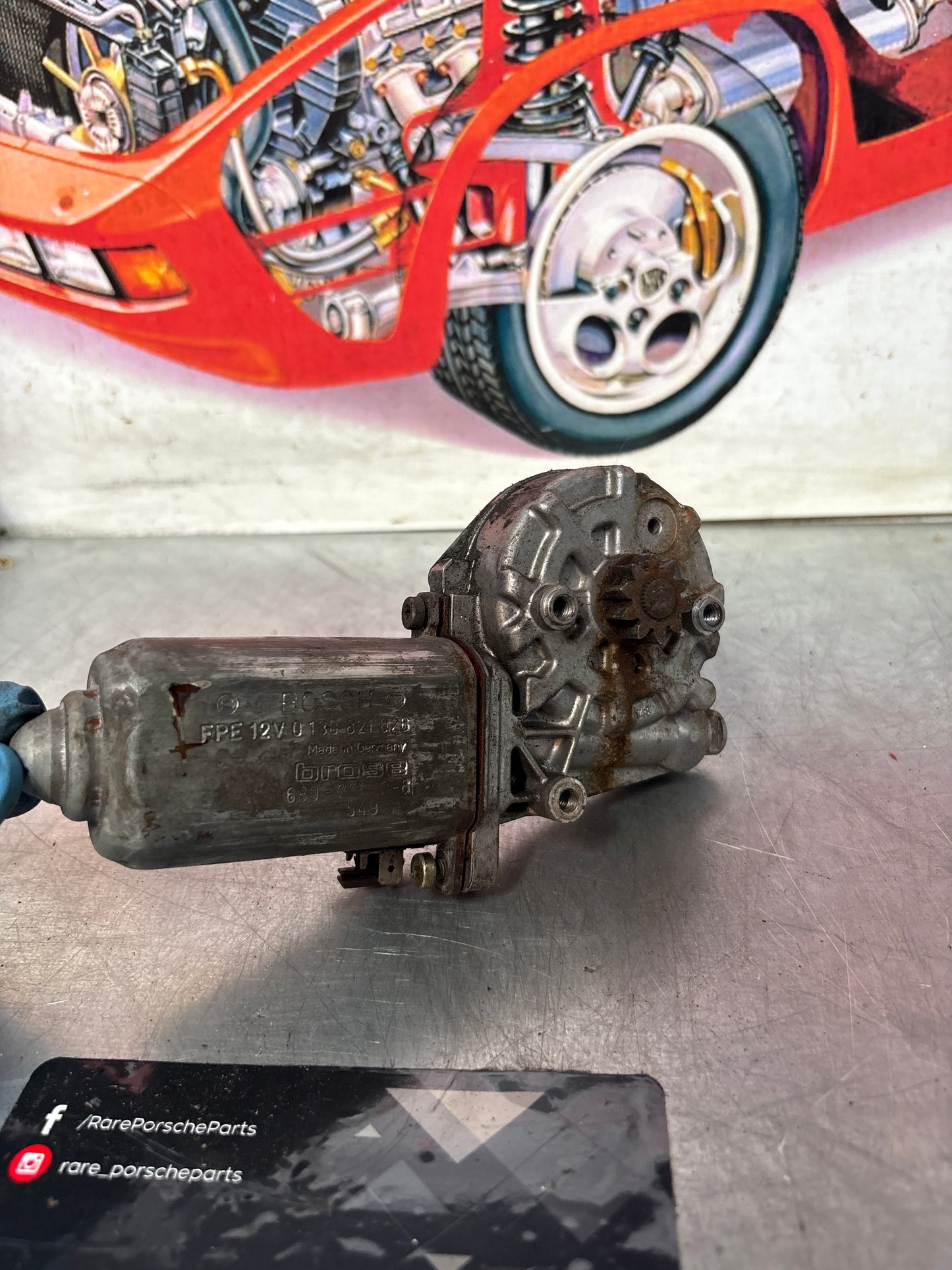 Porsche 911 left window motor, used 0130821026