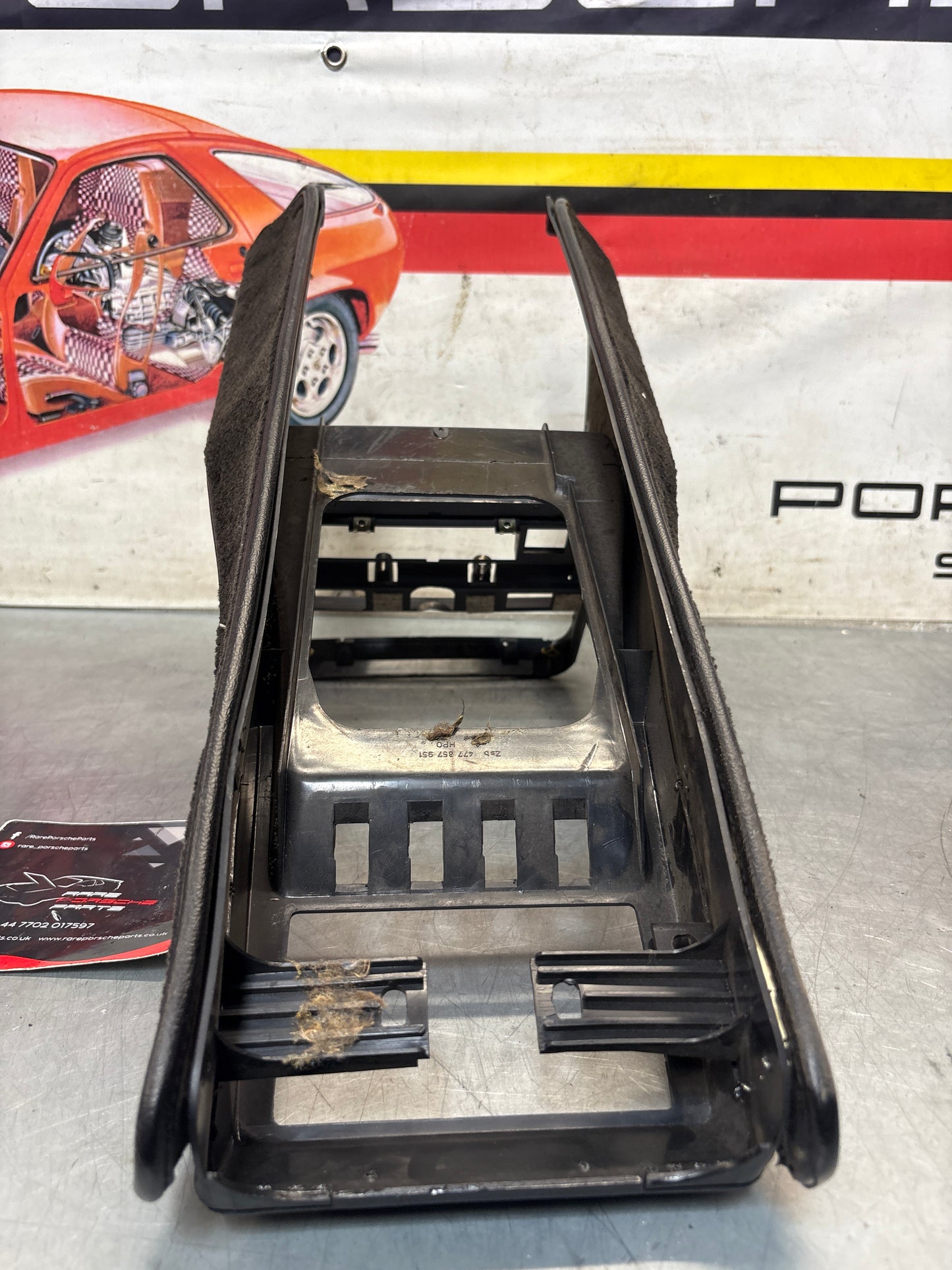 Porsche 924 centre console black, no switch holes 477857951  used